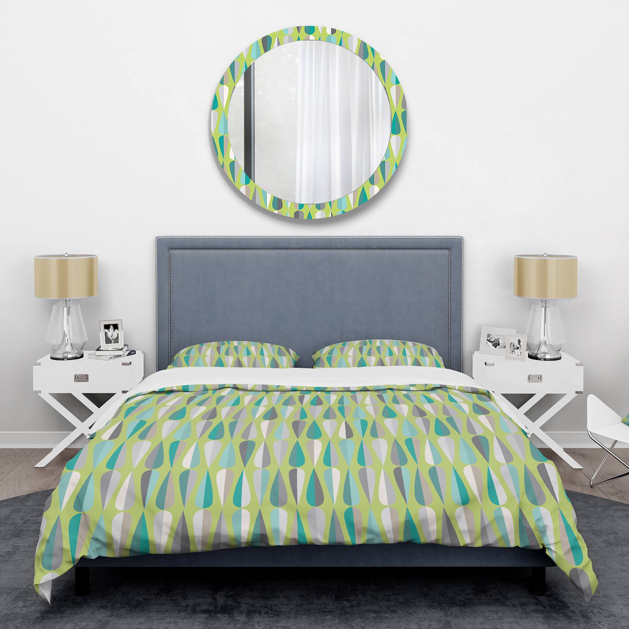 Designart &#x27;Retro Abstract Drops VI&#x27; Mid-Century Duvet Cover Set
