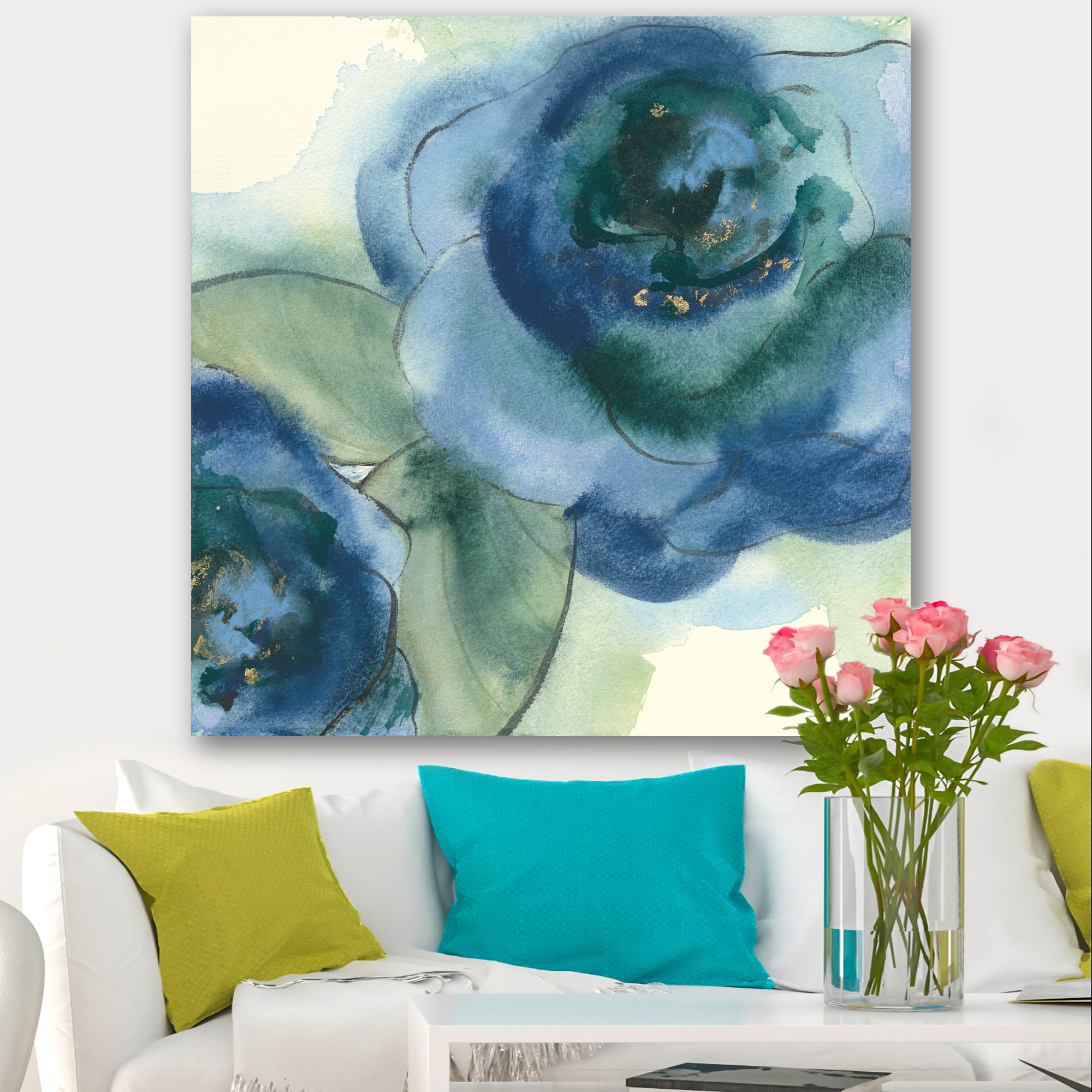 Designart - Blue Floral Poppies V