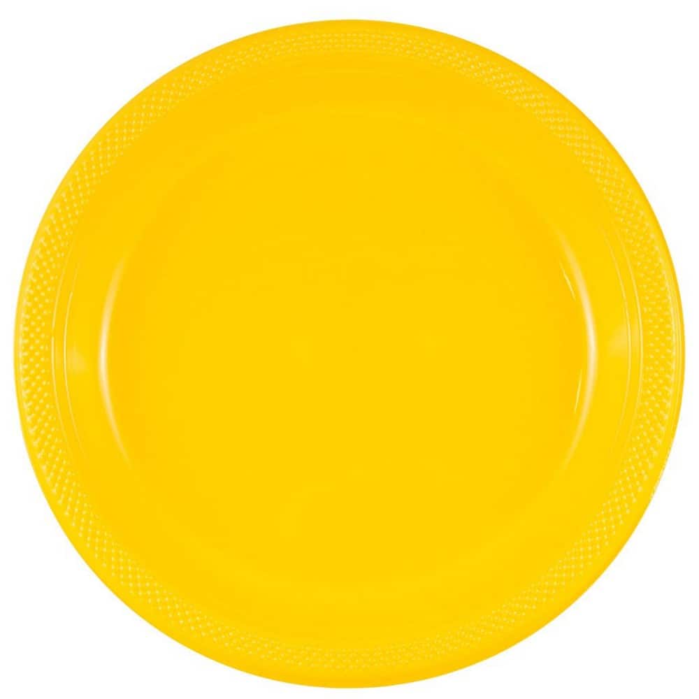 JAM Paper 10.25&#x22; Yellow Plastic Party Plates, 20ct.