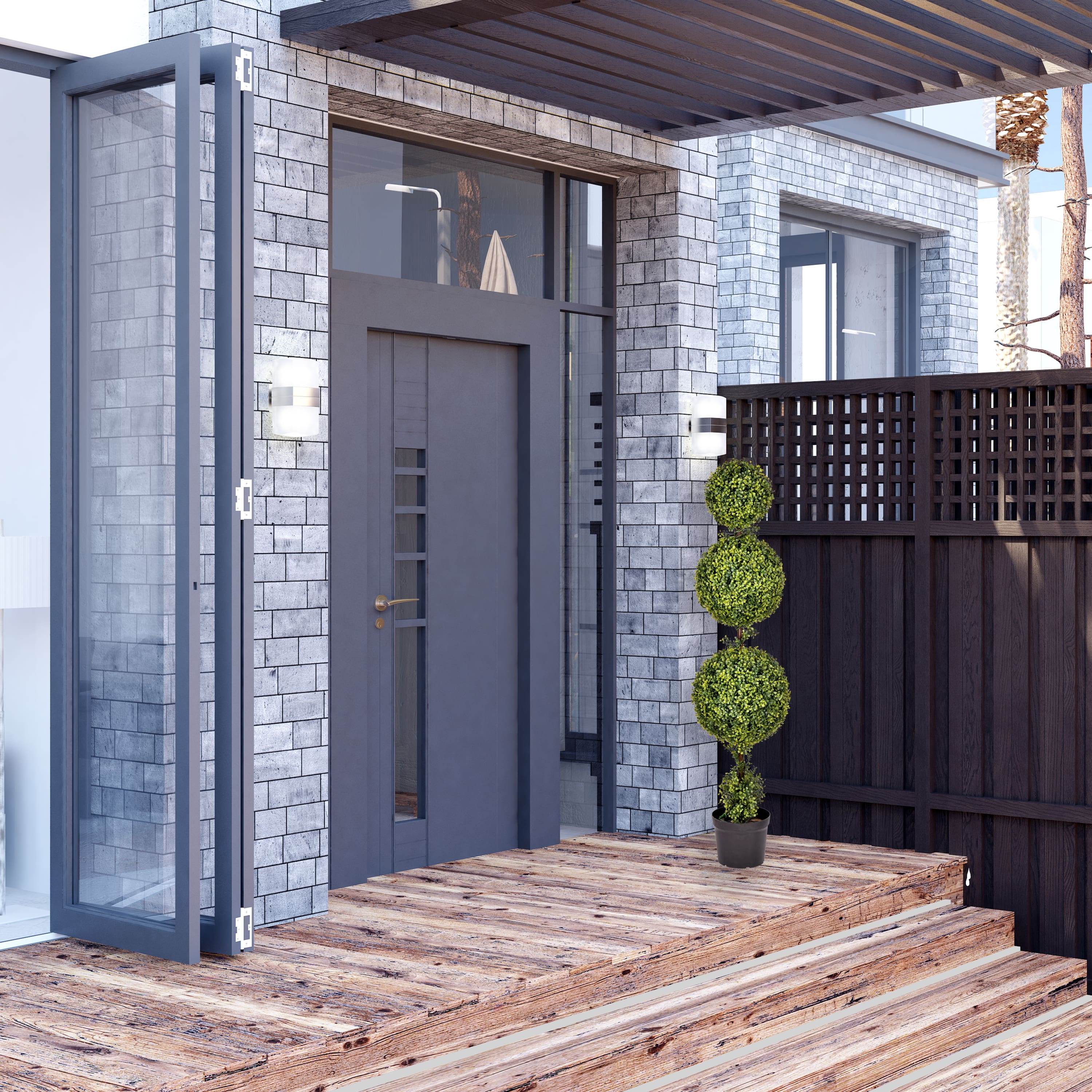 5ft. Artificial Triple Ball Green Boxwood Topiary