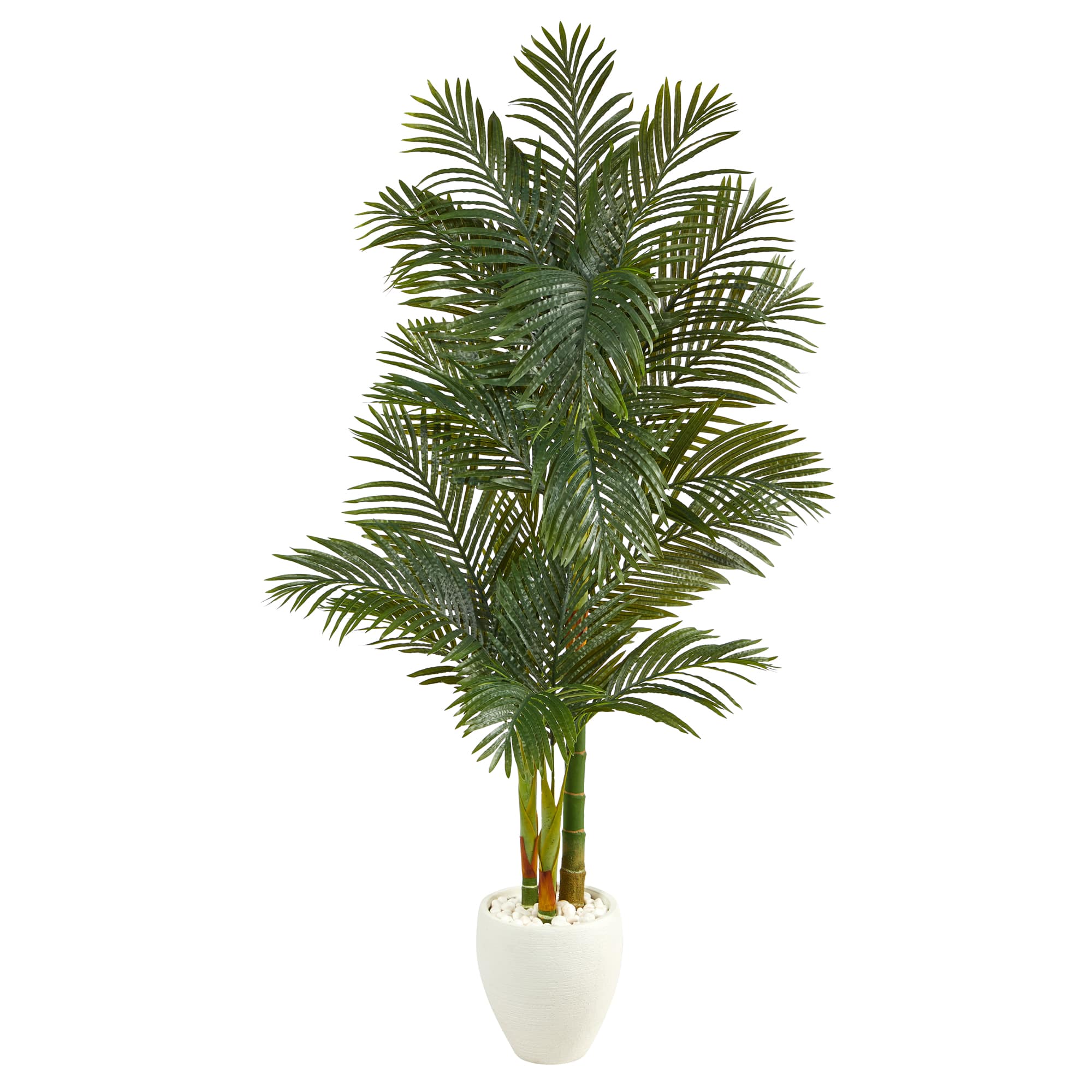 6ft. Golden Cane Artificial Palm Tree in White Planter | Trees & Floor ...