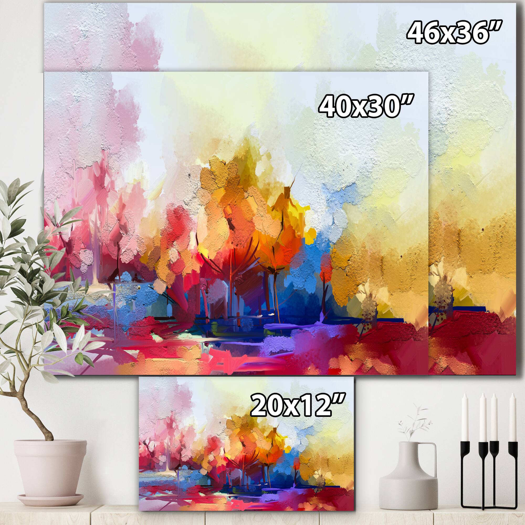 Designart - Colorful Abstract Landscape I - Modern &#x26; Contemporary Canvas Wall Art Print