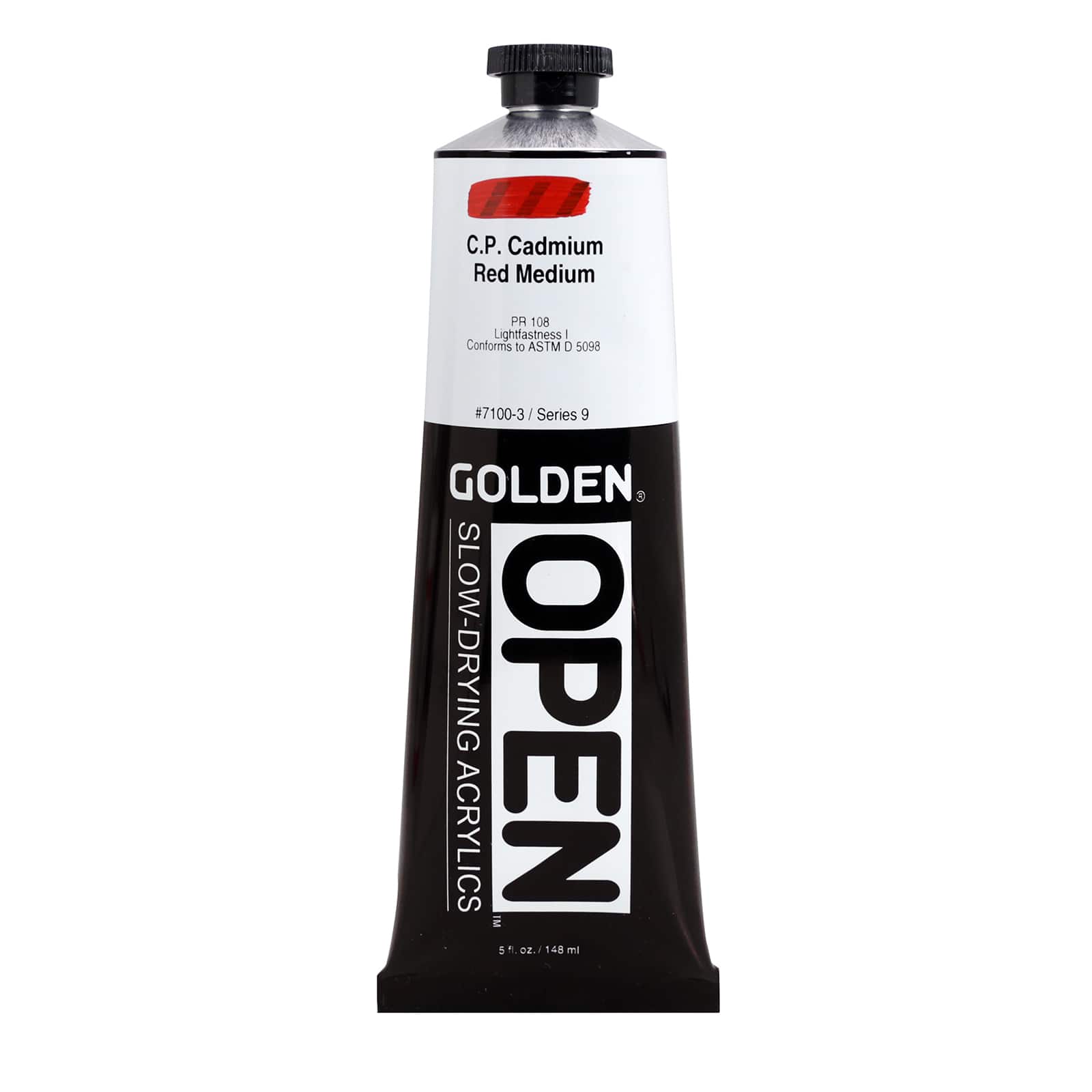 Golden OPEN Slow-Drying Acrylics, 5 oz Paint in C.p. Cadmium Red Medium
