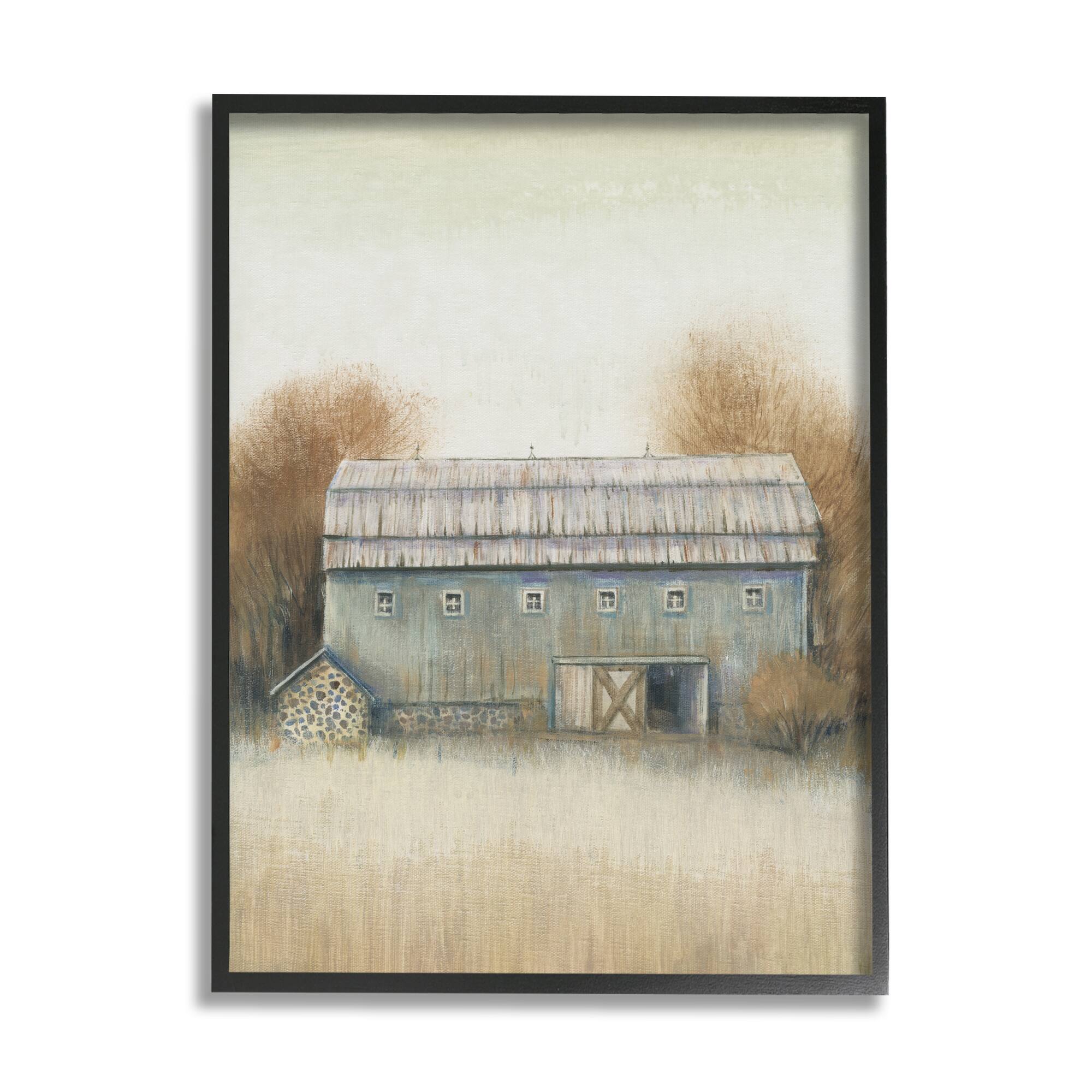 Stupell Industries Autumn Barn Doors Vintage Farm Landscape Framed Wall Art