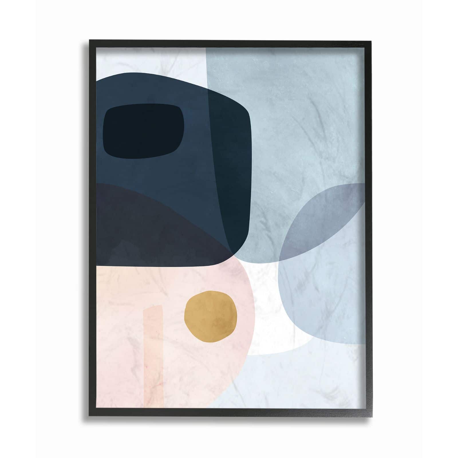 Stupell Industries Mod Shapes Blue Navy and Peach Overlapping Abstract Black Framed Wall Art in Blue/Navy/Peach | 11" x 14" | Michaels&reg;