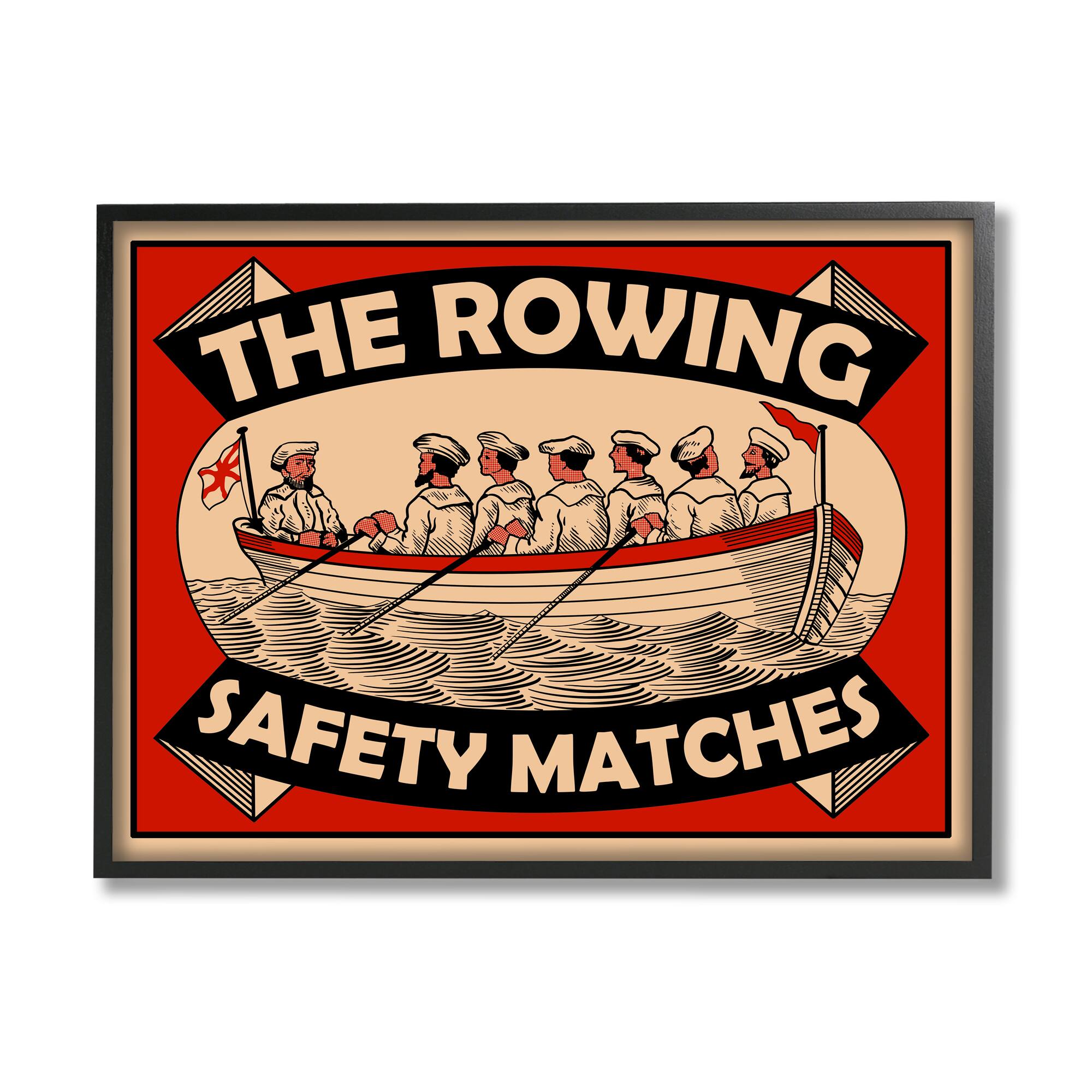 Stupell Industries The Rowing Team Safety Matches Vintage Nautical Sport in Frame Wall Art