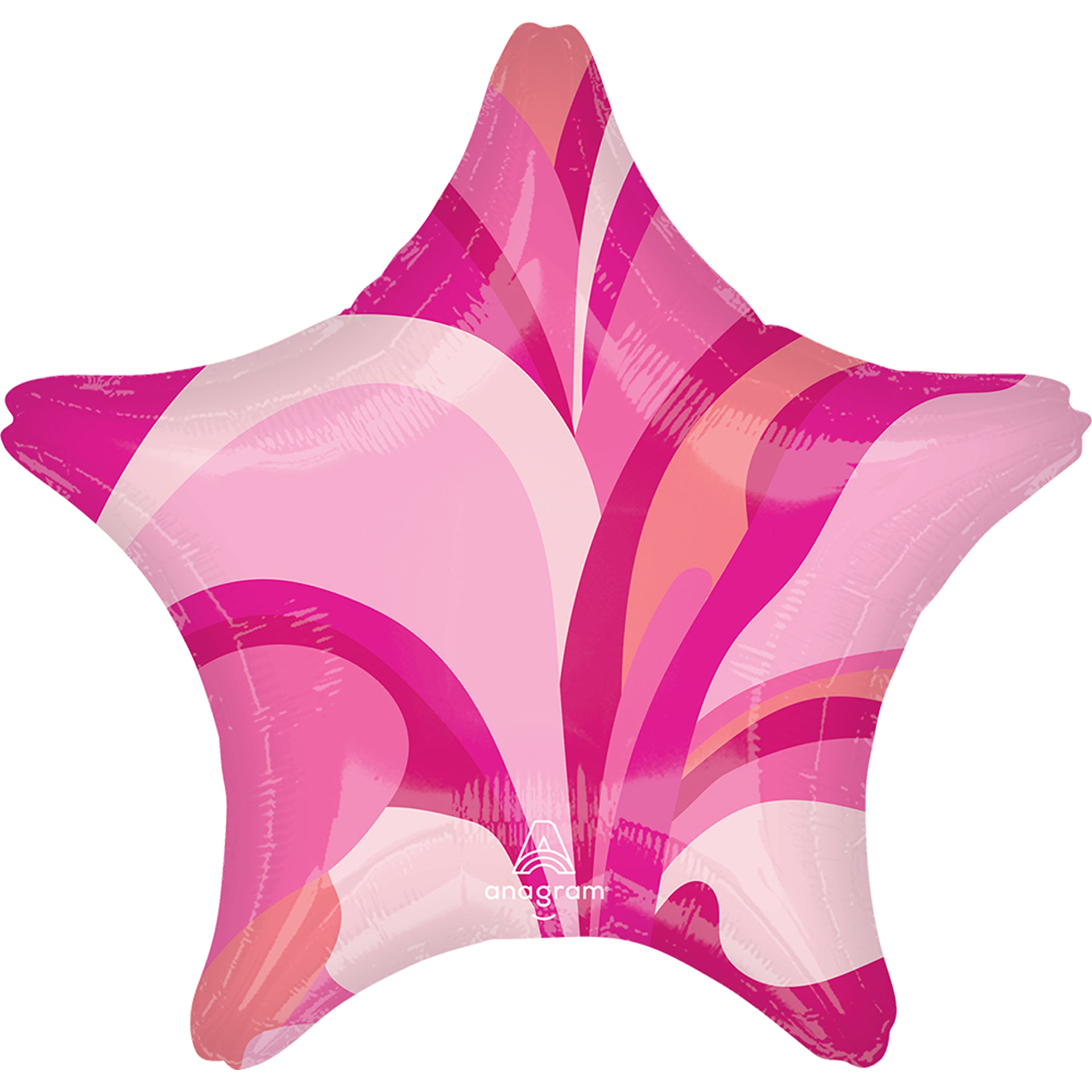 19" Pink Marble Star Foil Balloon