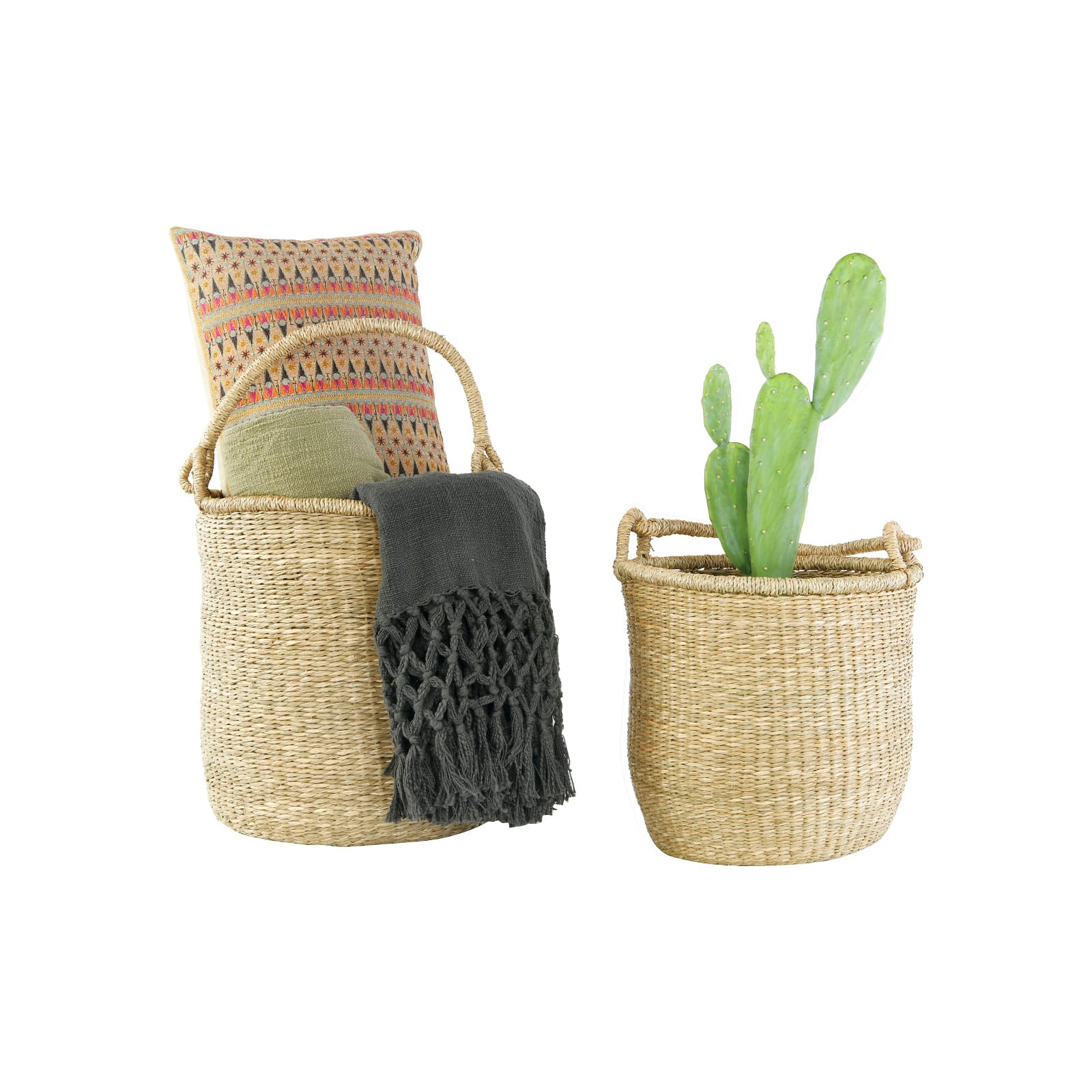 Hello Honey&#xAE; Handwoven Seagrass Baskets with Handles Set