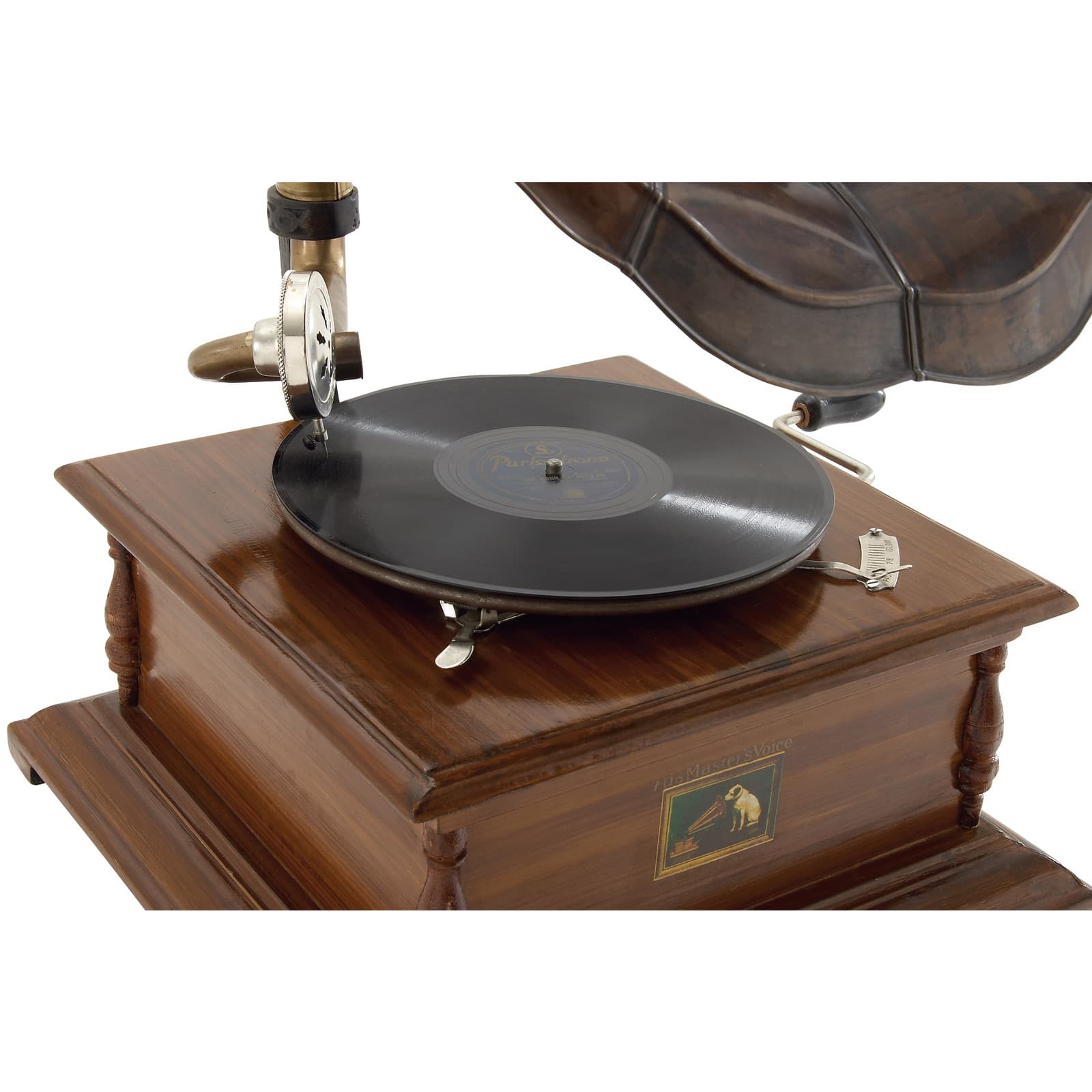 Brown Wood and Metal Vintage Gramophone, 27" x 19" x 17"