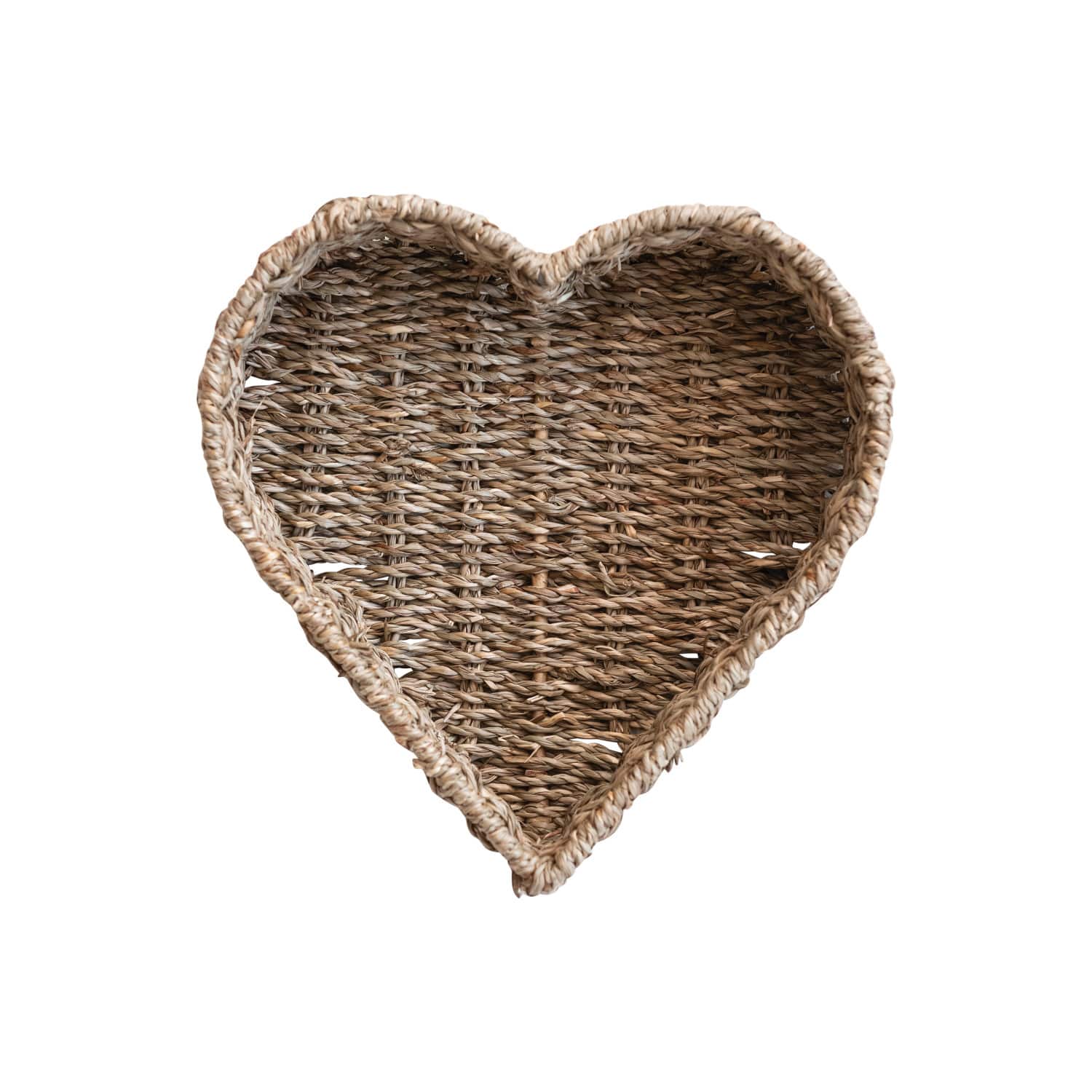 Hello Honey® 9.5" Natural Heart Shaped Hand Woven Seagrass Basket