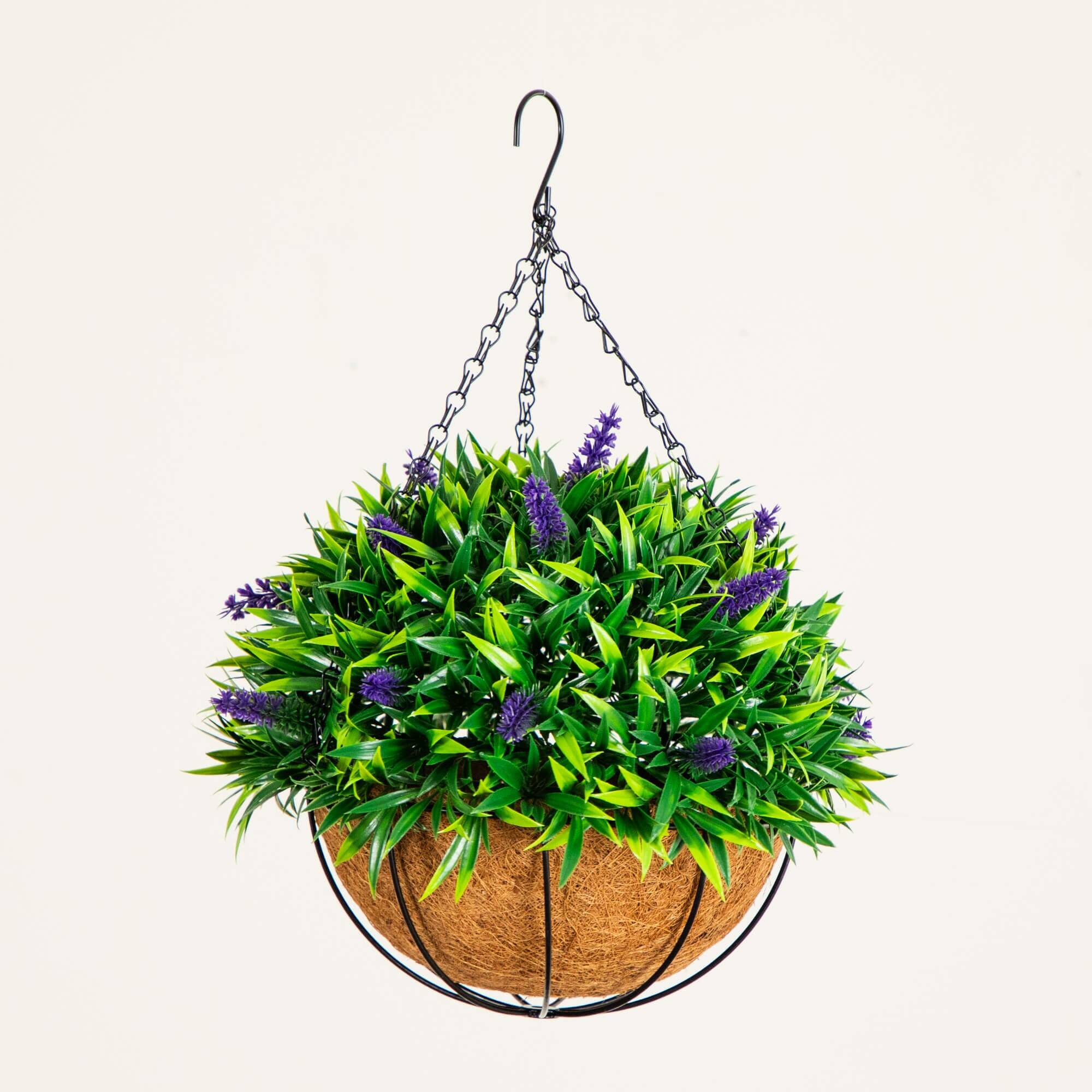 18in. UV Resistant Artificial Lavender Hanging Basket (Indoor/Outdoor)