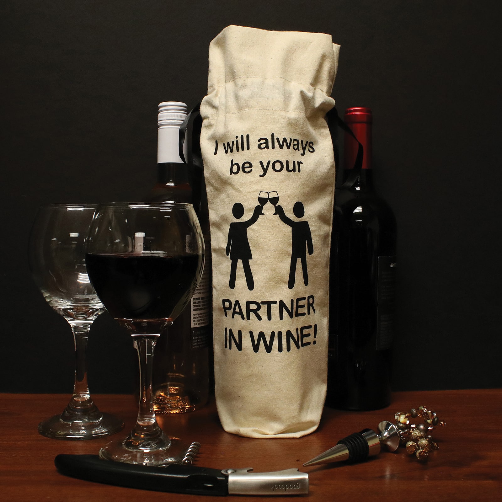Personality Case&#x2122; Partners Canvas Wine Bag