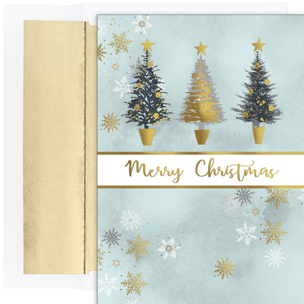 JAM Paper 5&#x22; x 7&#x22; Christmas Tree Trio Cards &#x26; Matching Envelopes Set, 18ct.