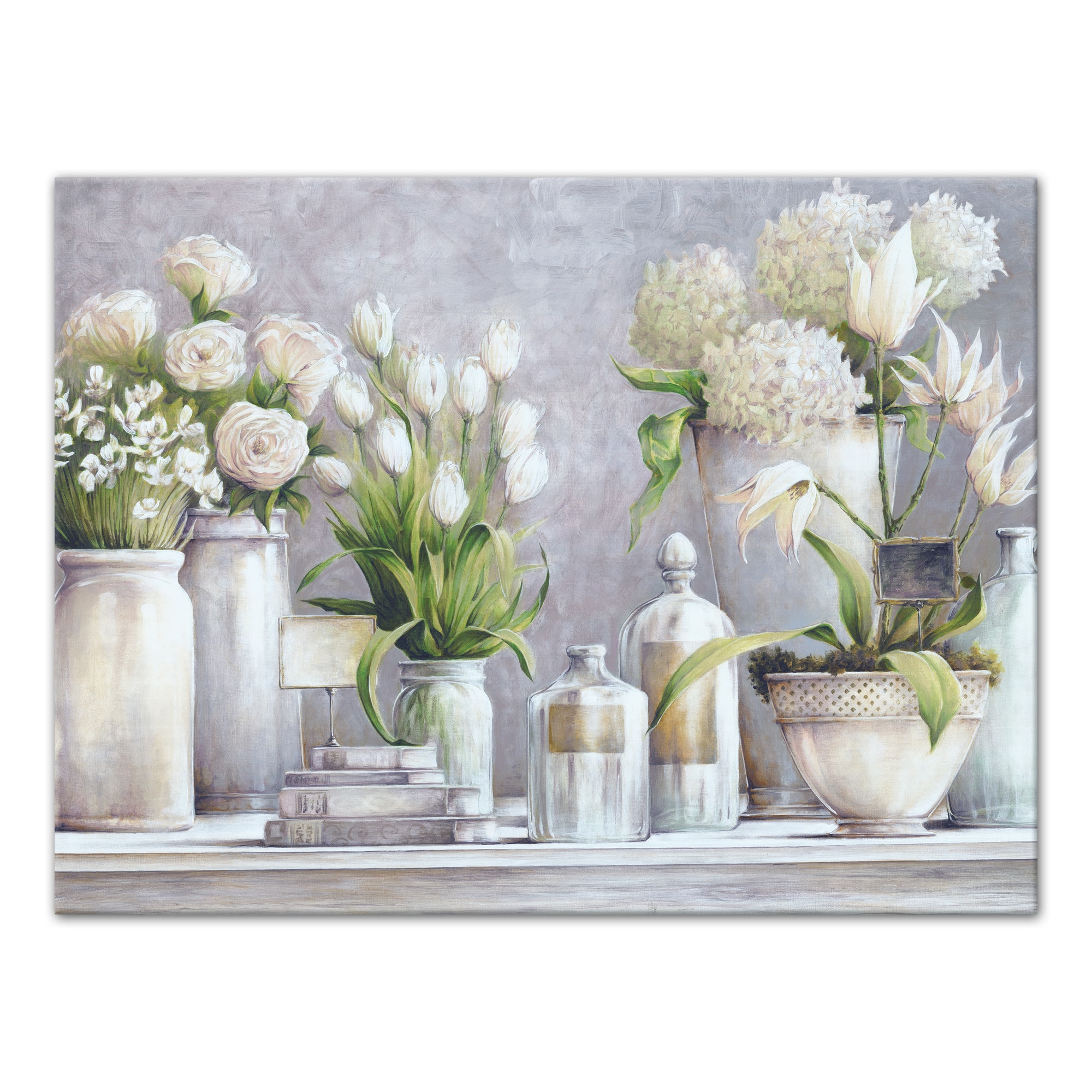 Flower Vases Still Life 18" x 24" Canvas Wall Art