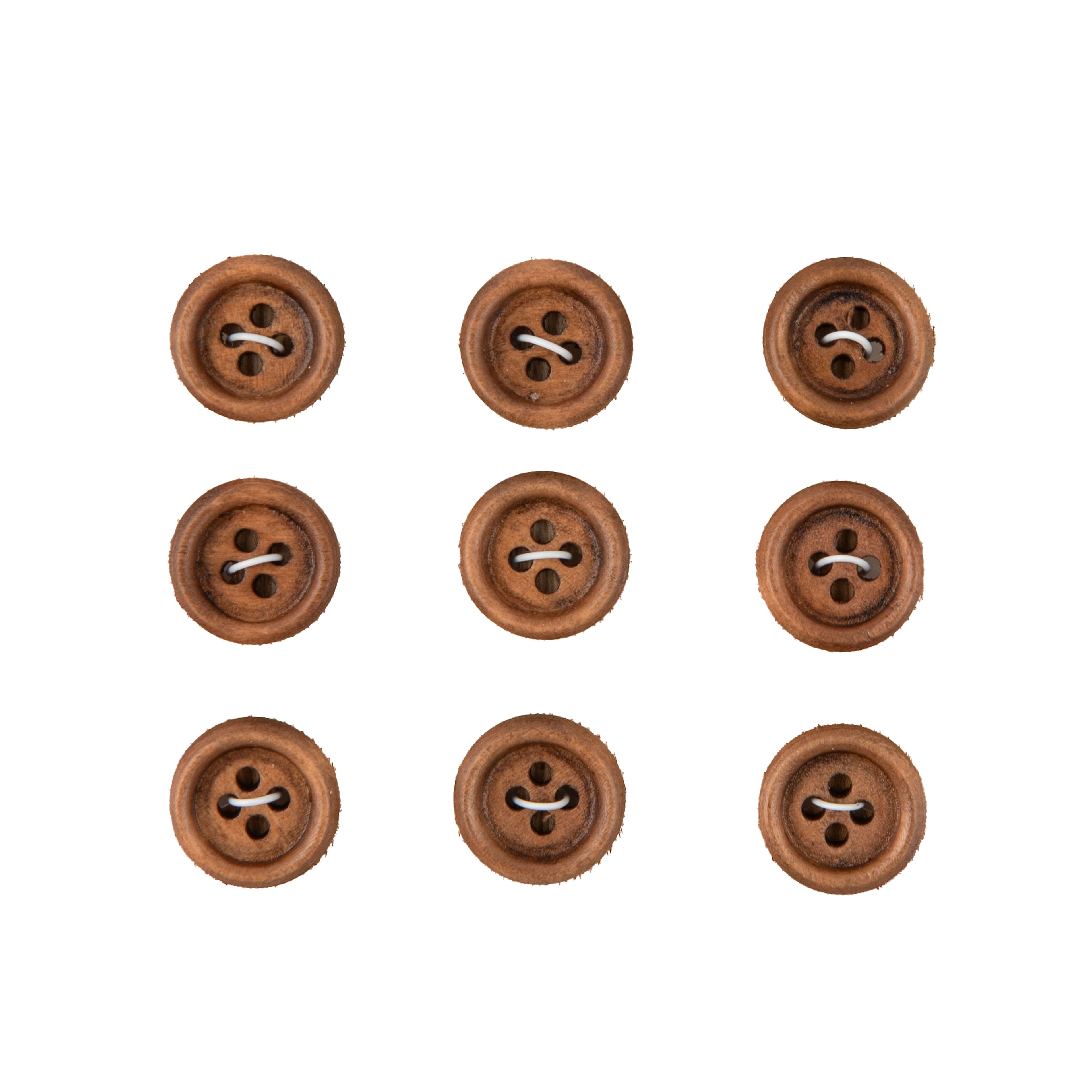 Organic Elements 1/2" Brown Wood Buttons, 9ct.