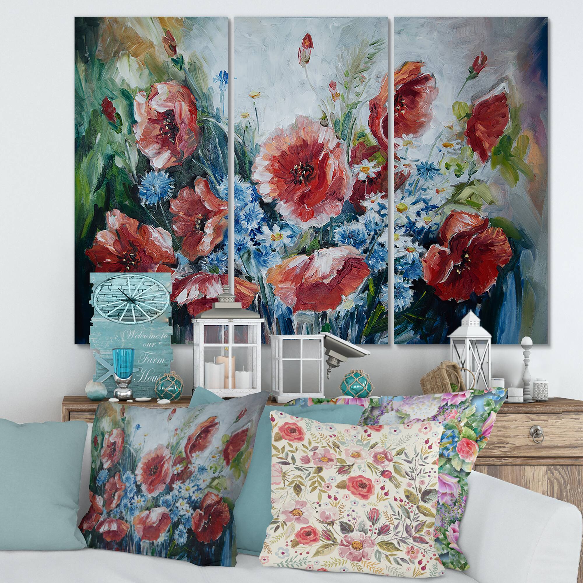 Designart - Retro Bouquet of Poppies