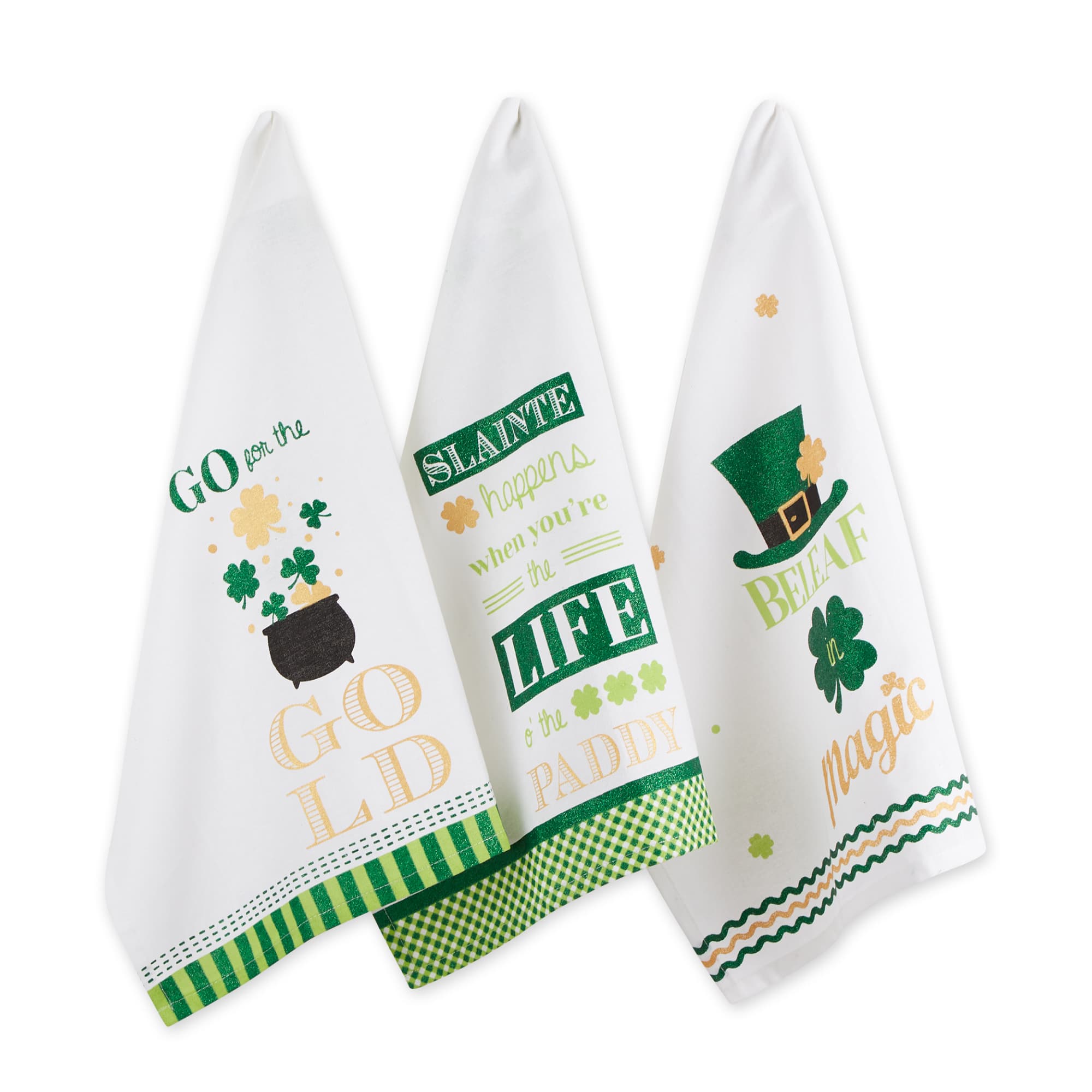 DII&#xAE; St. Paddy&#x27;s Gold Dishtowel Set