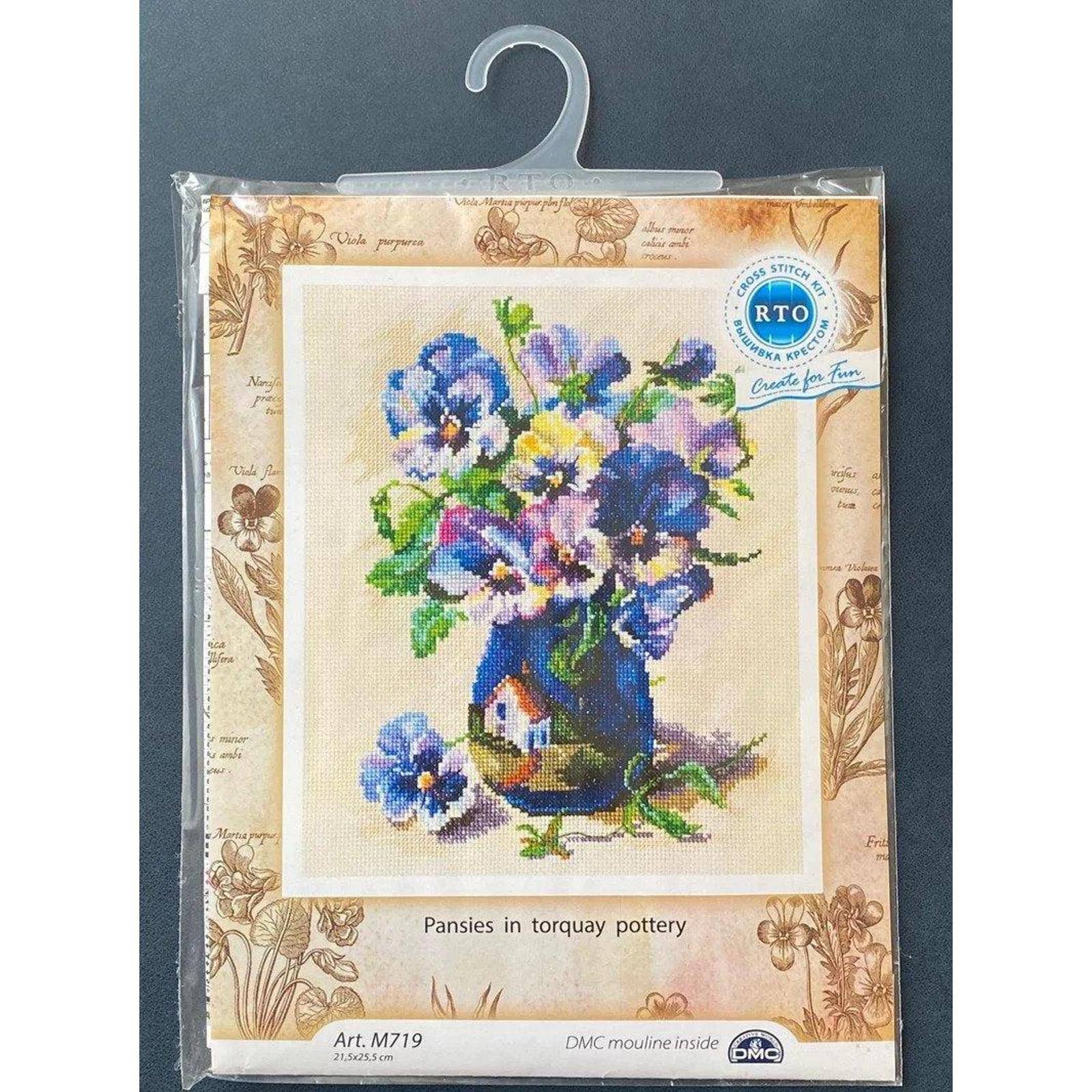 RTO Cross-stitch Kit "Pansies in torquay pottery"