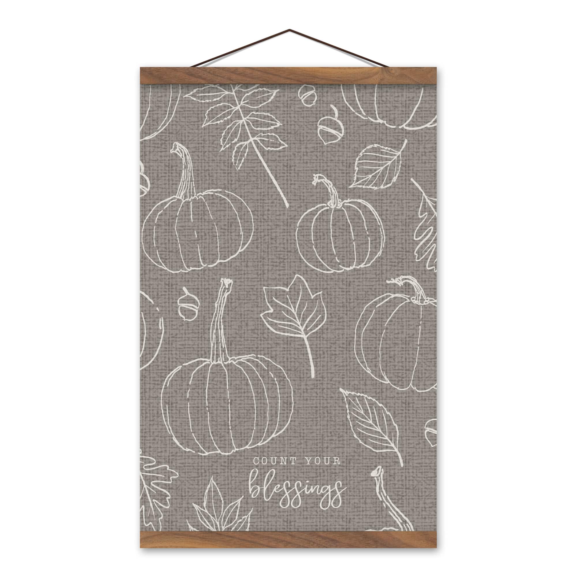 Gray Count Your Blessings Hanging Canvas