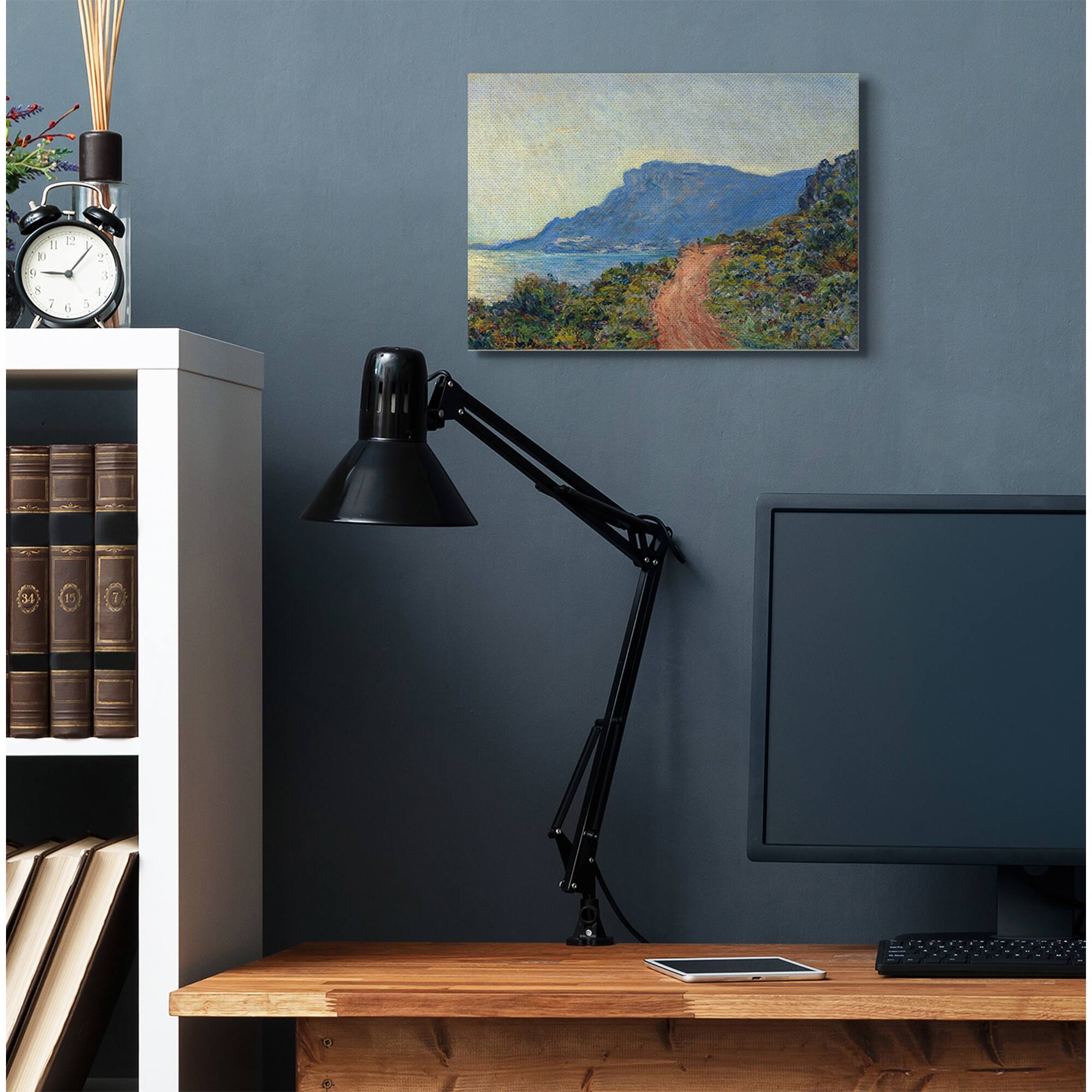 Stupell Industries Cliff Road Ocean Mountain Landscape Monet Classic Painting Canvas Wall Art