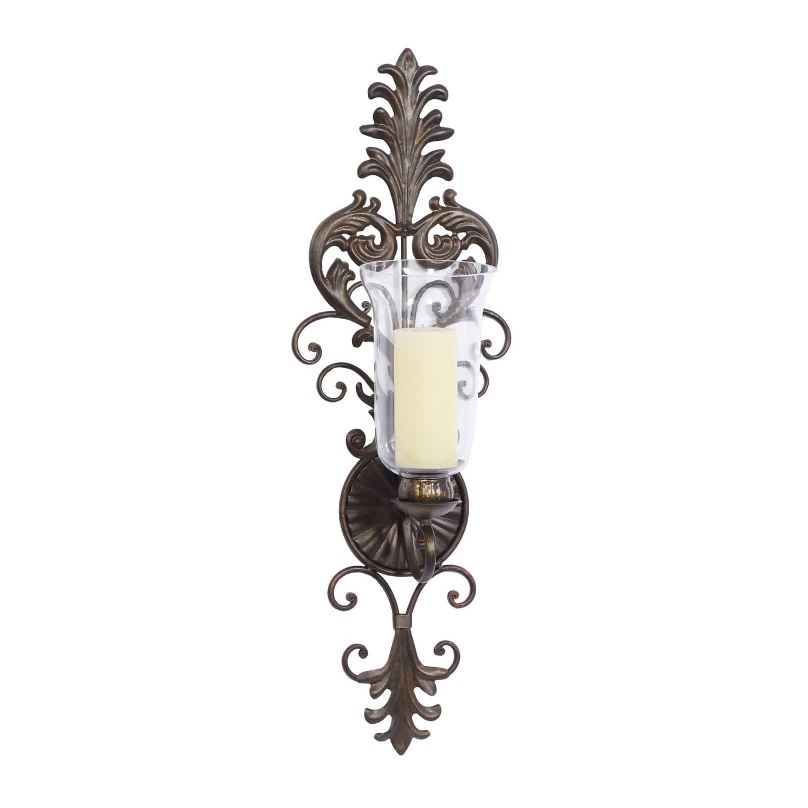 31&#x22; Gold Glass Rustic Candle Wall Sconce