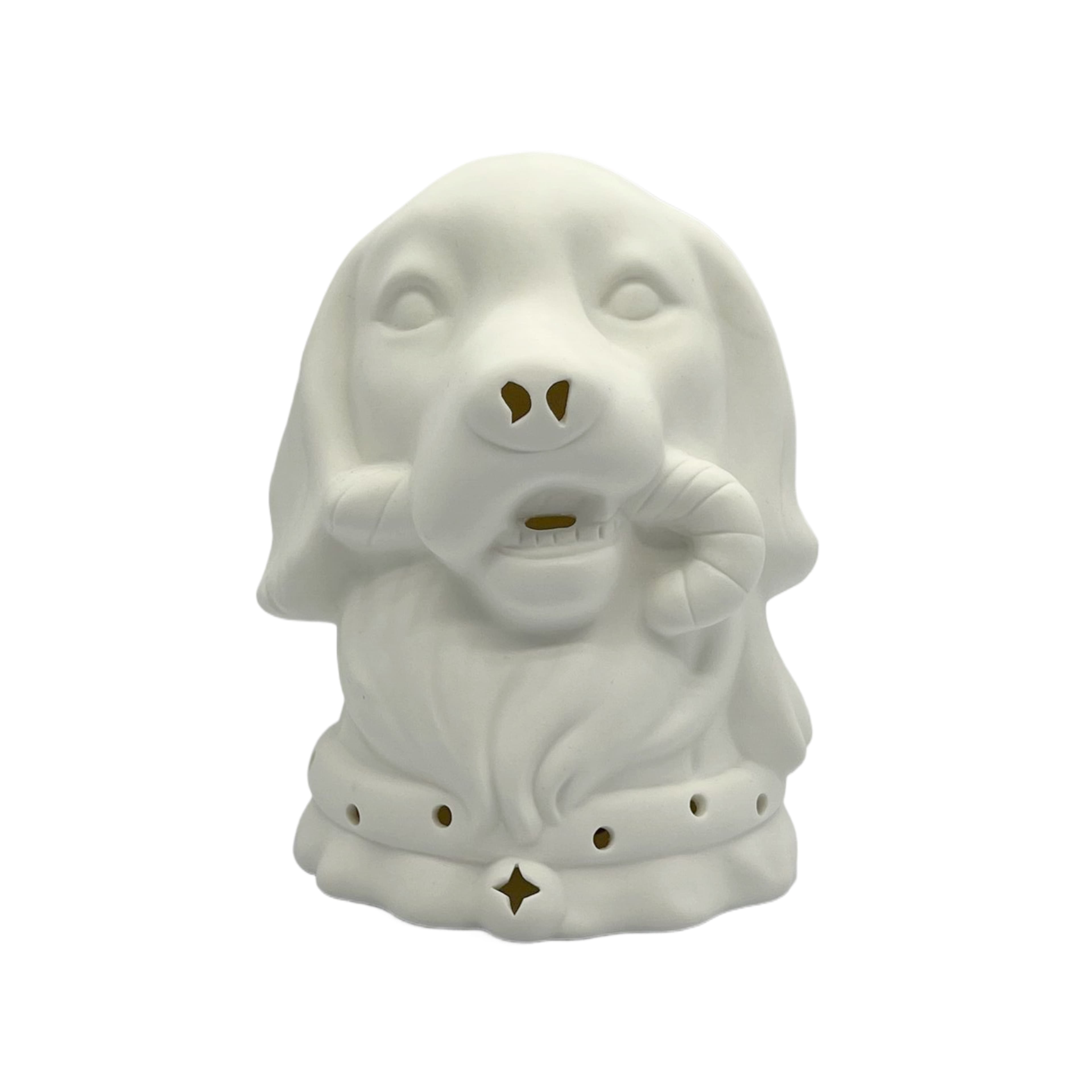 7.25&#x22; LED DIY Ceramic Dog with a Candy Cane D&#xE9;cor by Make Market&#xAE;