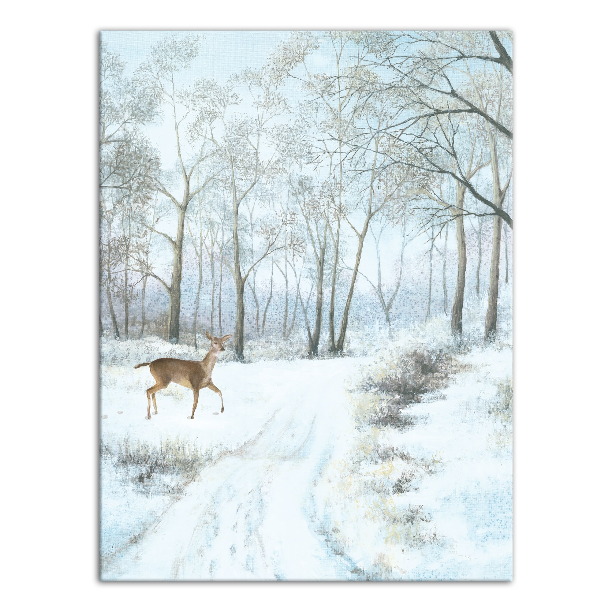 Creative Products Doe Walking in The Snow 30 x 40 Canvas Wall Art, Blue