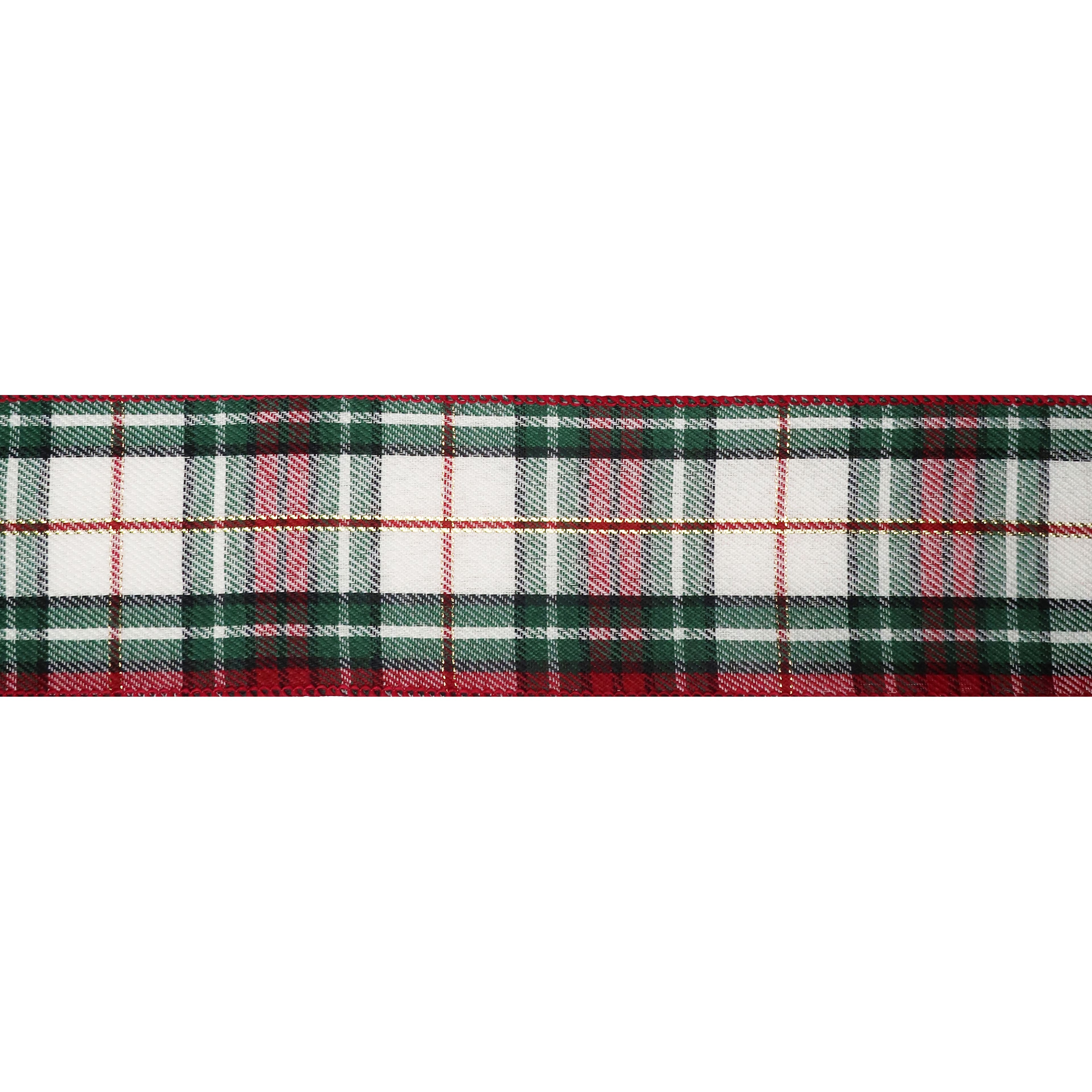 2.5&#x22; x 20ft. Green &#x26; Red Wired Plaid Ribbon by Celebrate It&#xAE; Christmas