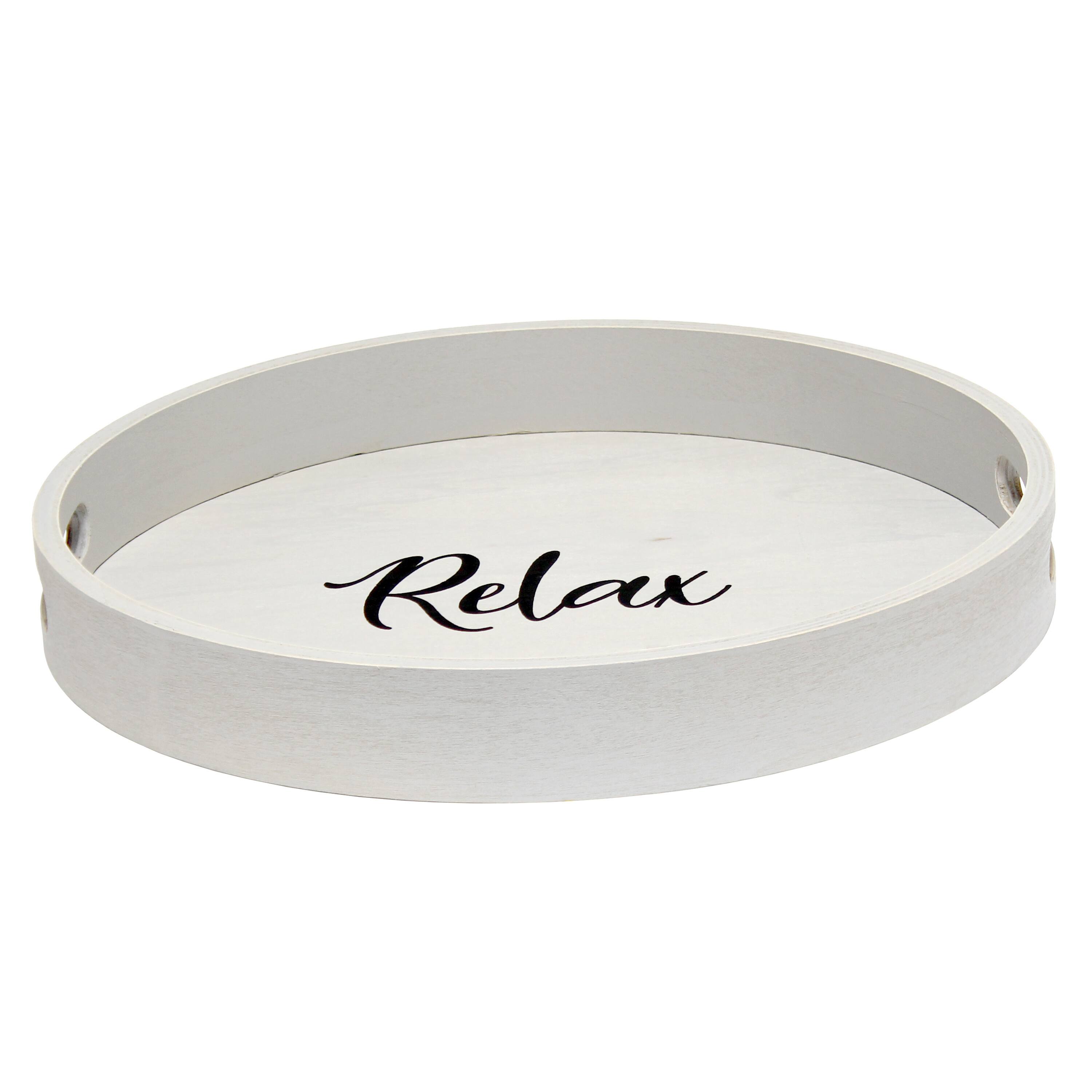 Elegant Designs&#x2122; 13.8&#x22; Round Relax Serving Tray with Handles