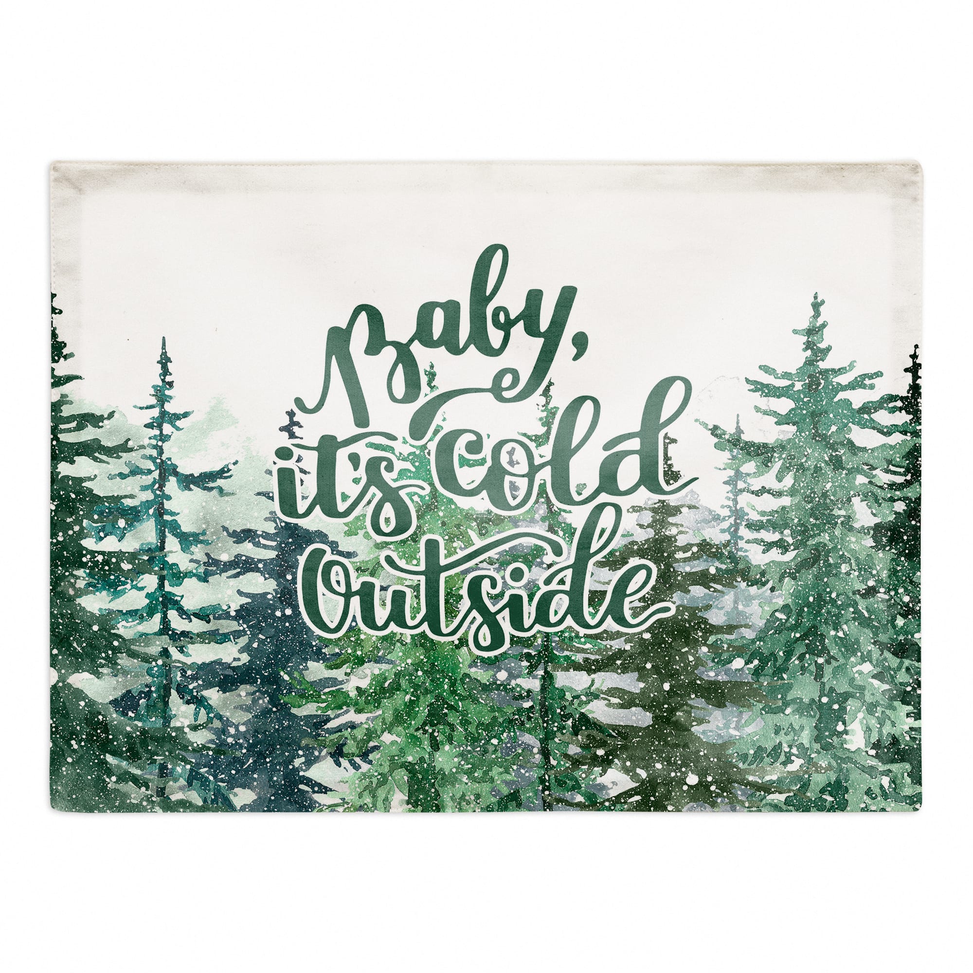 Winter Watercolor Pine Forest Poly Twill Placemat