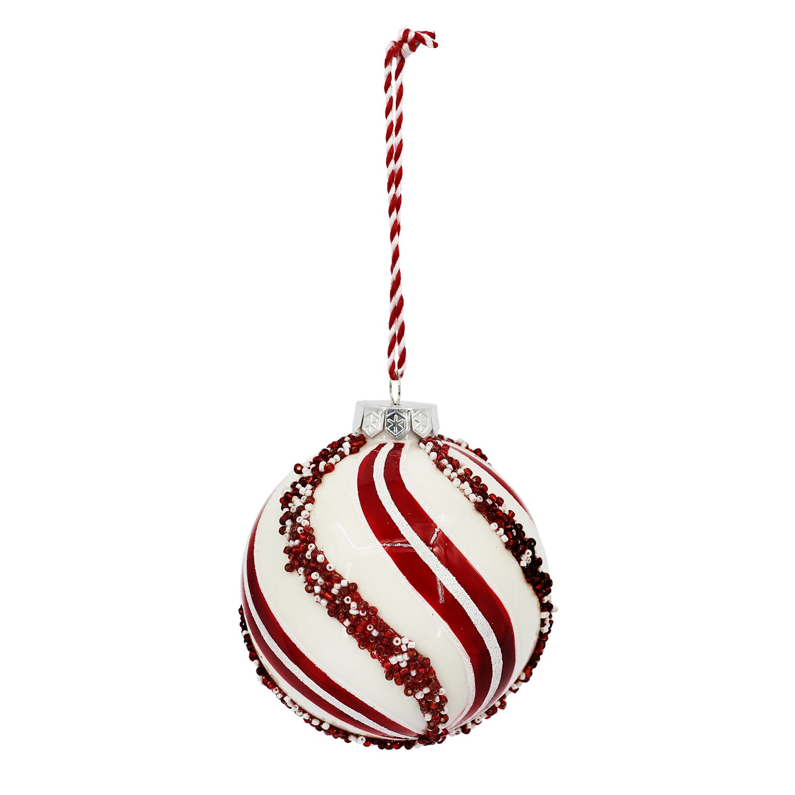 Assorted Red &#x26; White Swirl Glass Ornament by Ashland&#xAE;