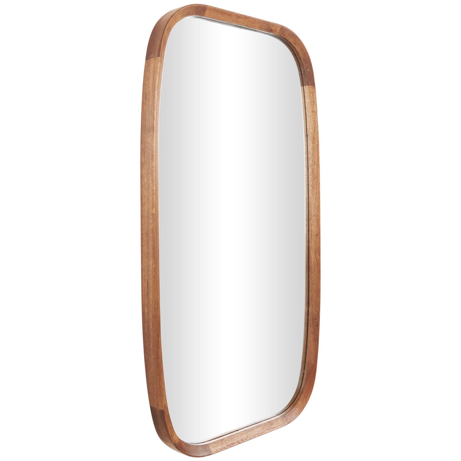 40&#x22; Brown Simplistic Wooden Wall Mirror with Rounded Edges