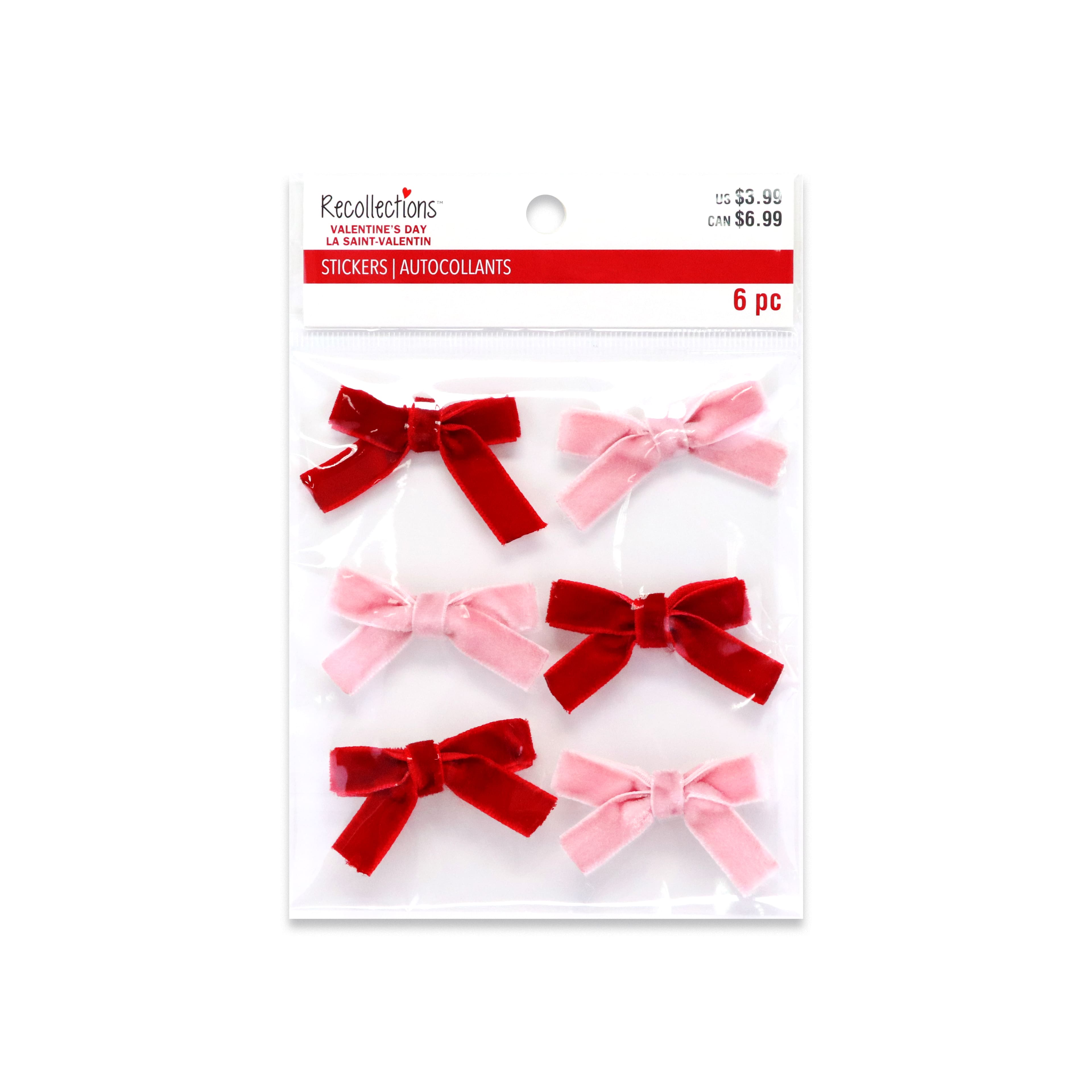 Pink & Red Velvet Bow Stickers by Recollections™