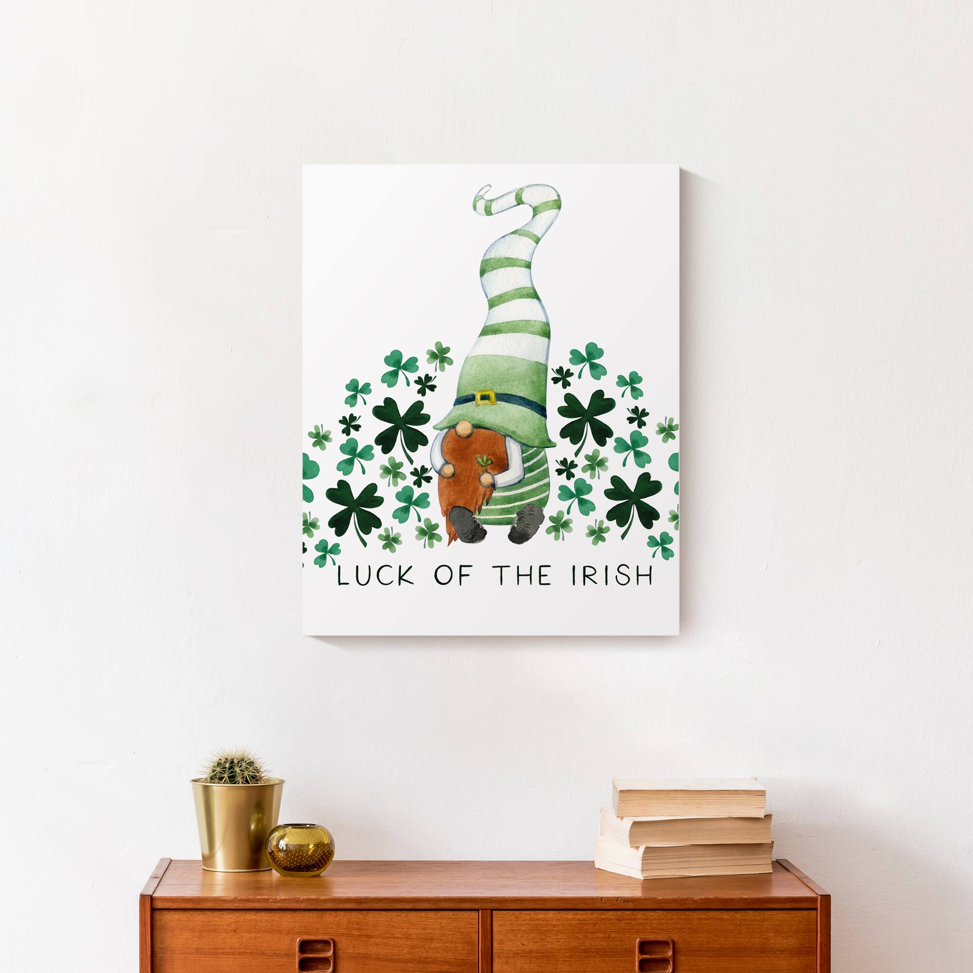 Leprechaun Clovers Canvas 16&#x22; x 20&#x22; Canvas Wall Art