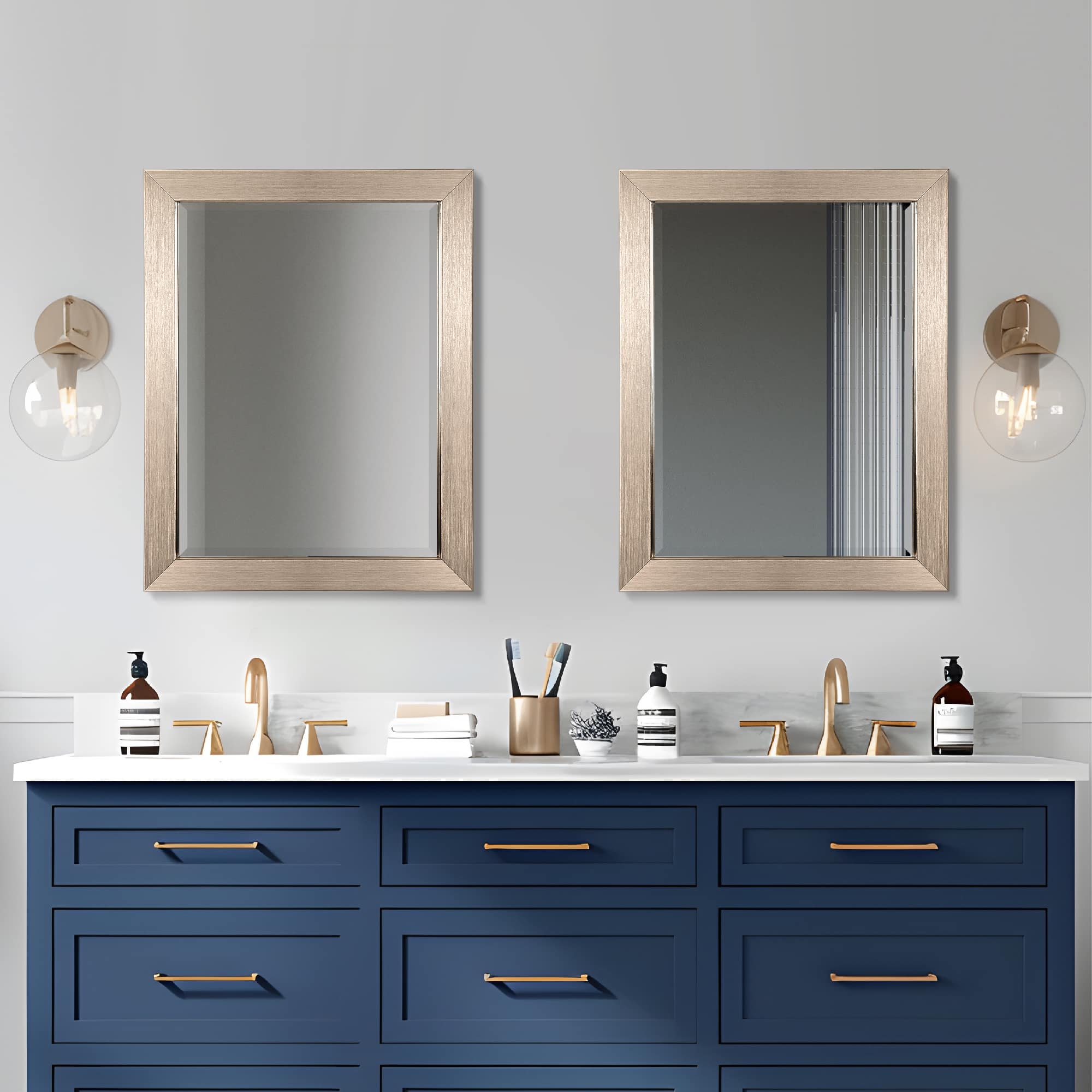 Head West Brushed Nickel Framed Accent Vanity Mirror