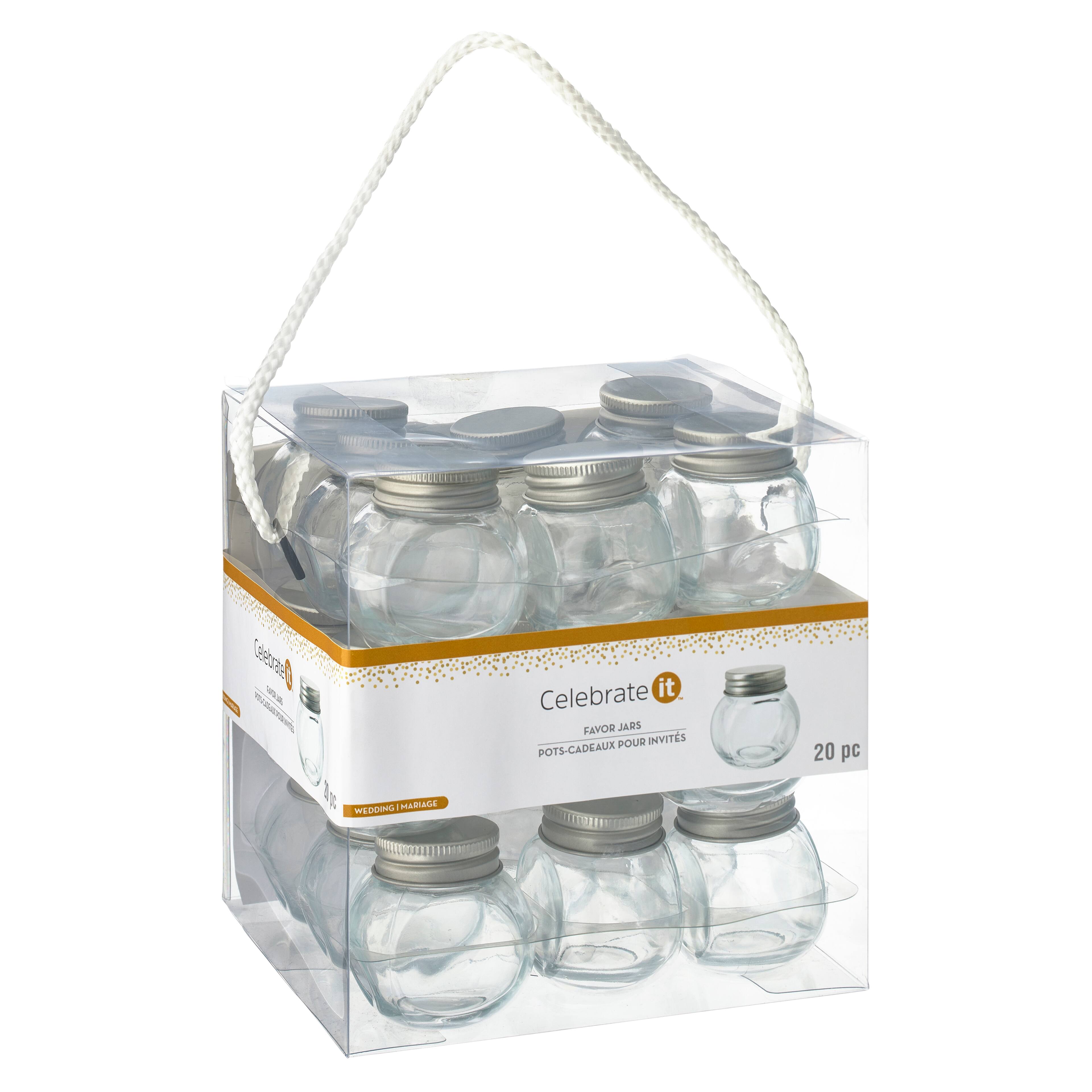 6 Packs: 20 ct. (120 total) Round Glass Favor Jars with Silver Lids by Celebrate It&#x2122; Occasions&#x2122;