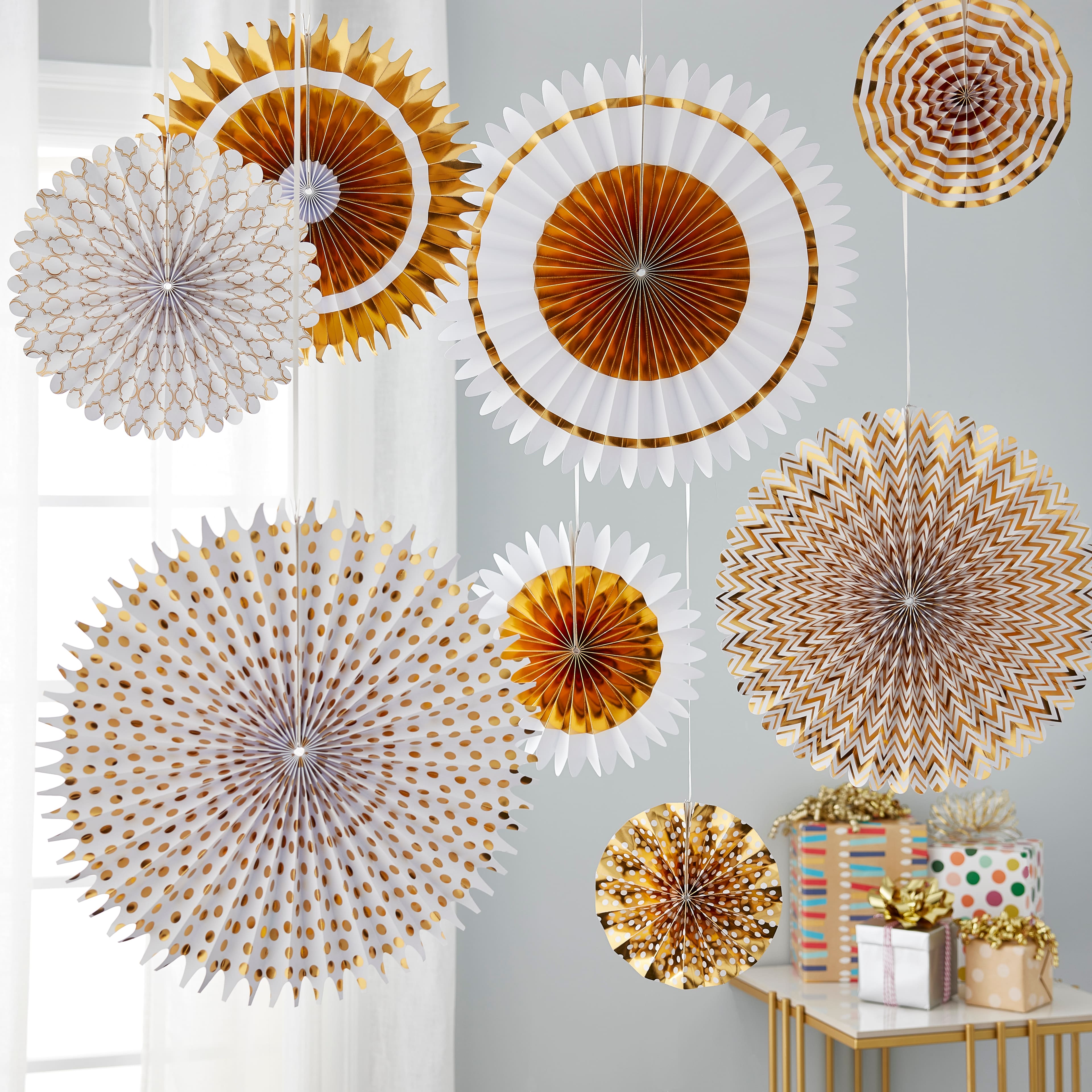 6 Packs: 8 ct. (48 total) Gold Print Rosette D&#xE9;cor Kit by Celebrate It&#x2122;