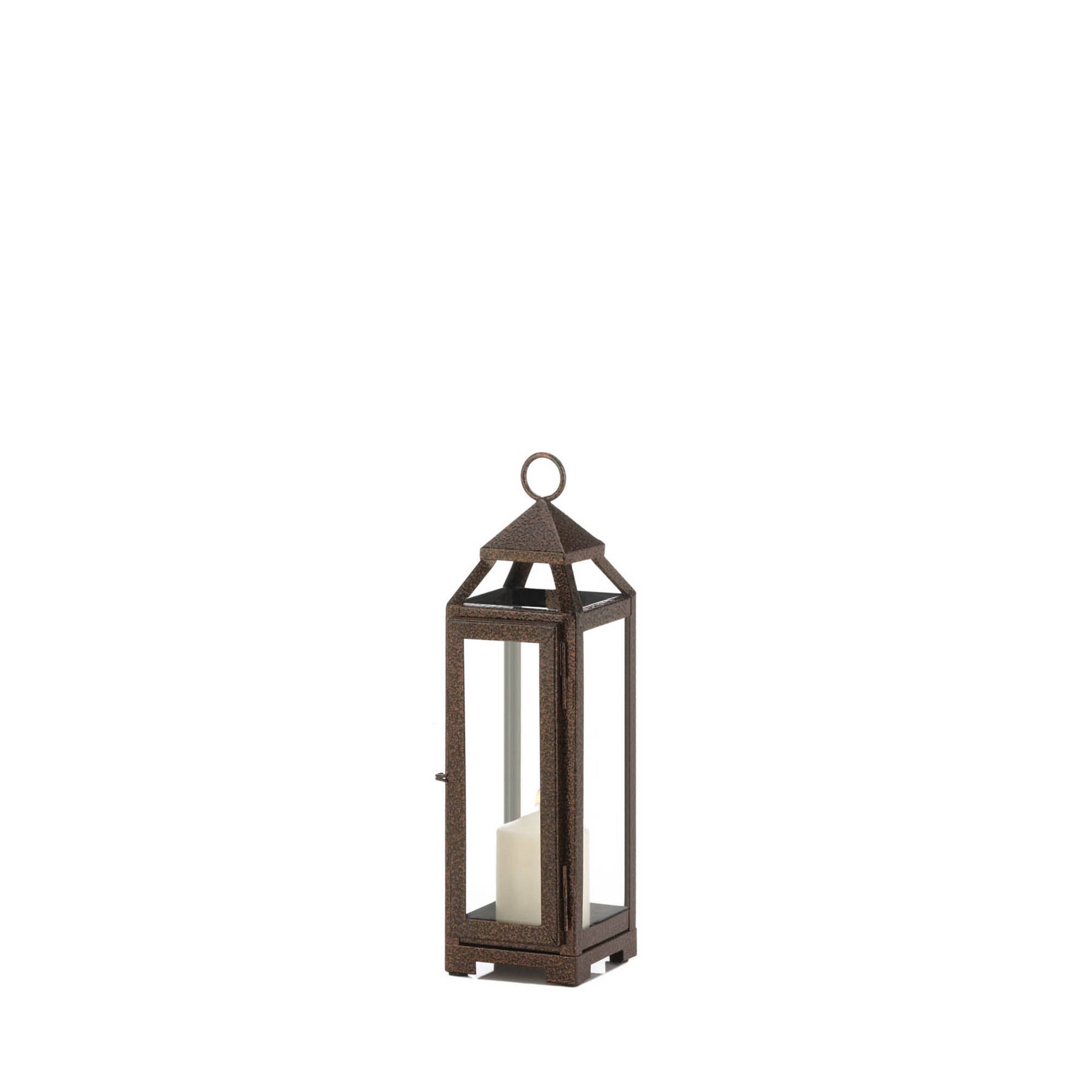 13&#x22; Iron &#x26; Glass Copper Lantern