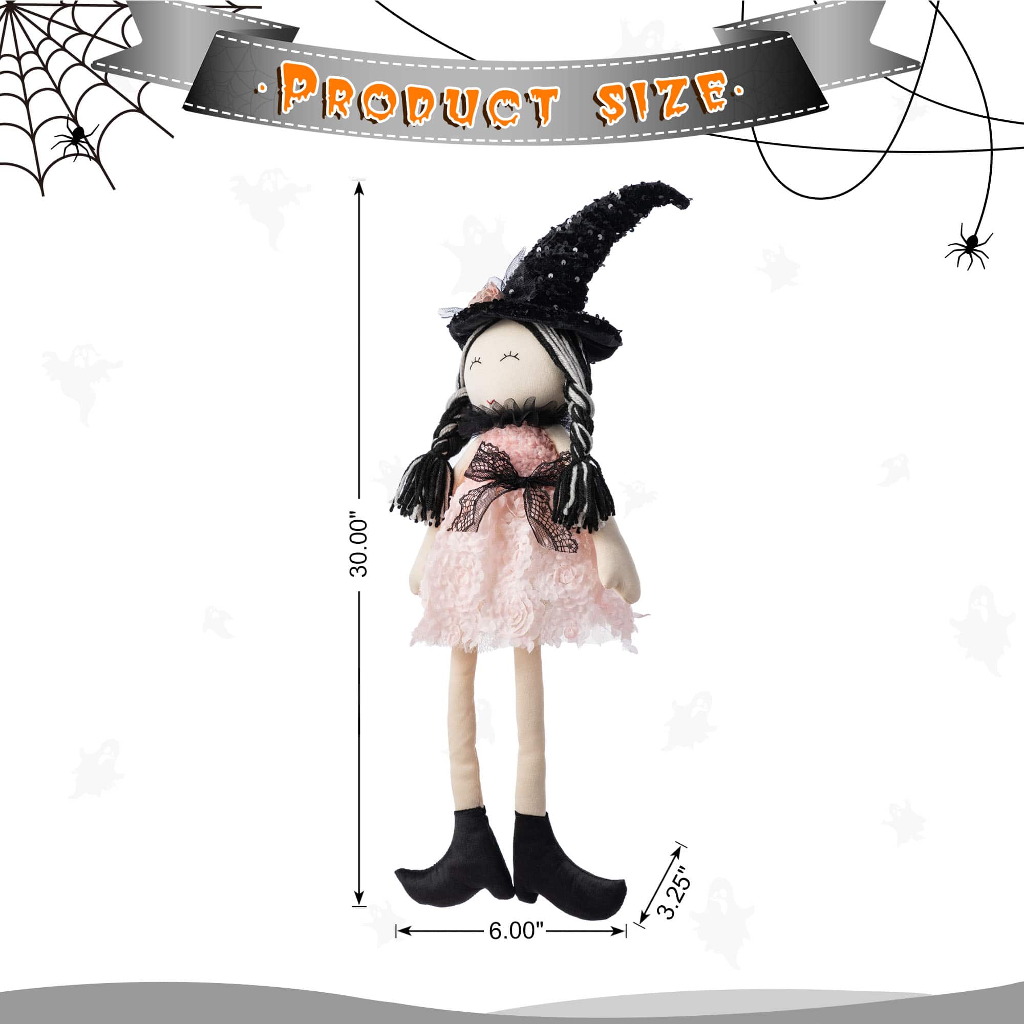 Glitzhome® 29"H Halloween Pink Fabric Dressed Witch Sitter