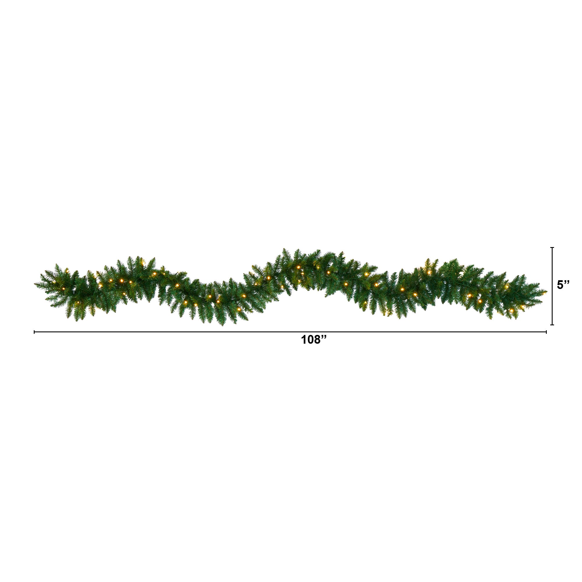 9ft. Pre-Lit Pine Artificial Garland with Warm White LED Lights