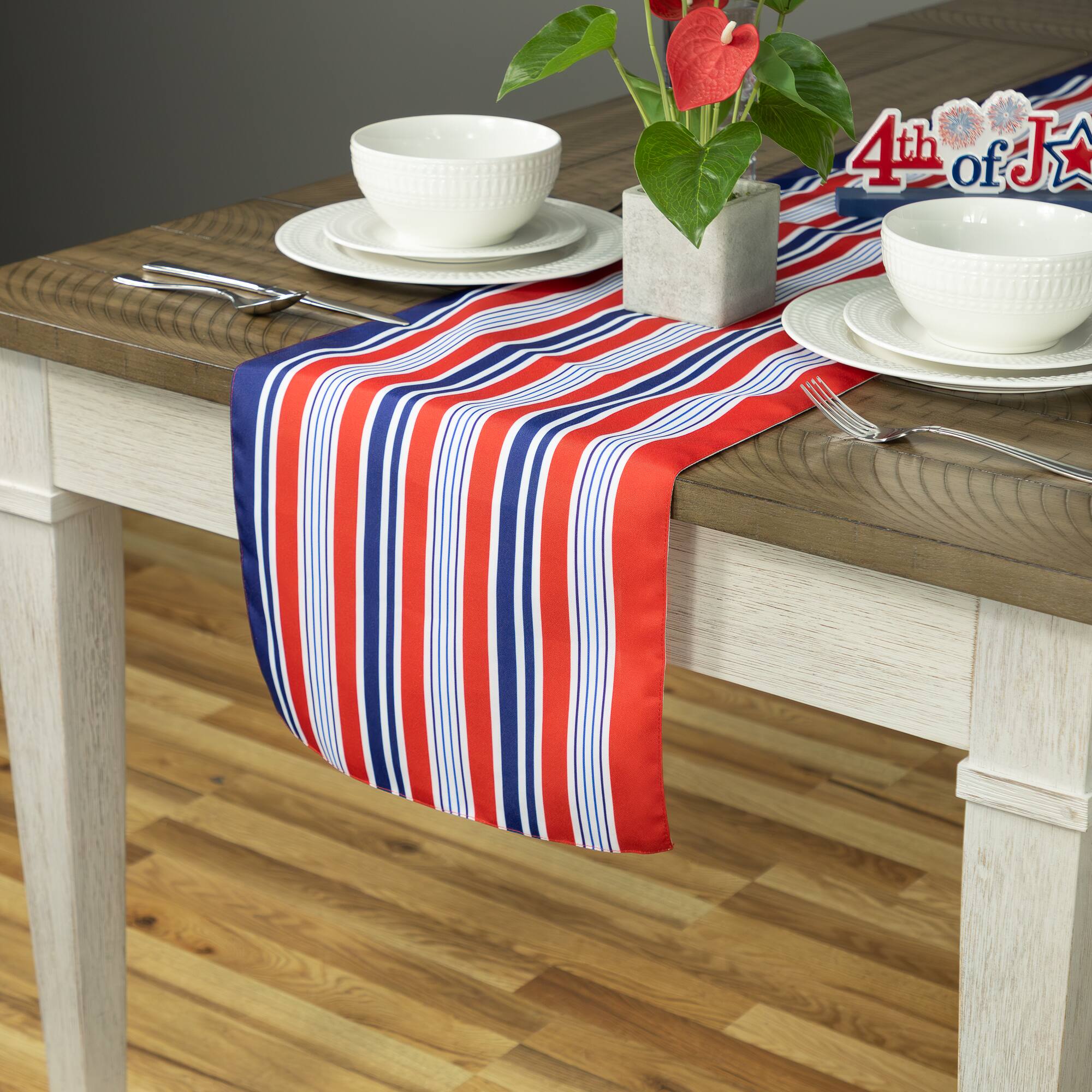 71&#x22; Red, White &#x26; Blue Striped Table Runner