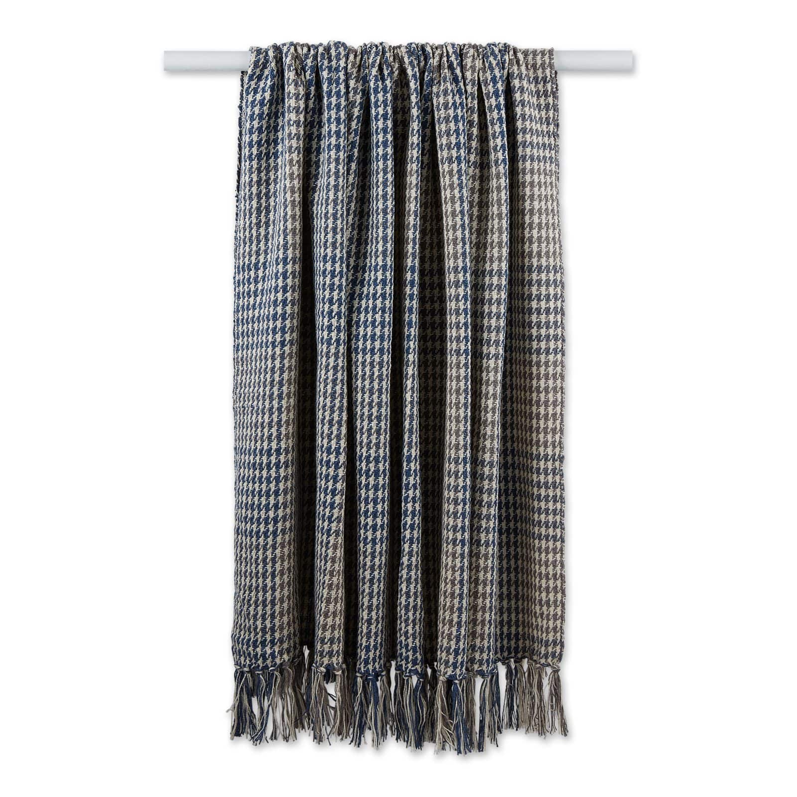 DII® French Blue & Gray Houndstooth Plaid Throw