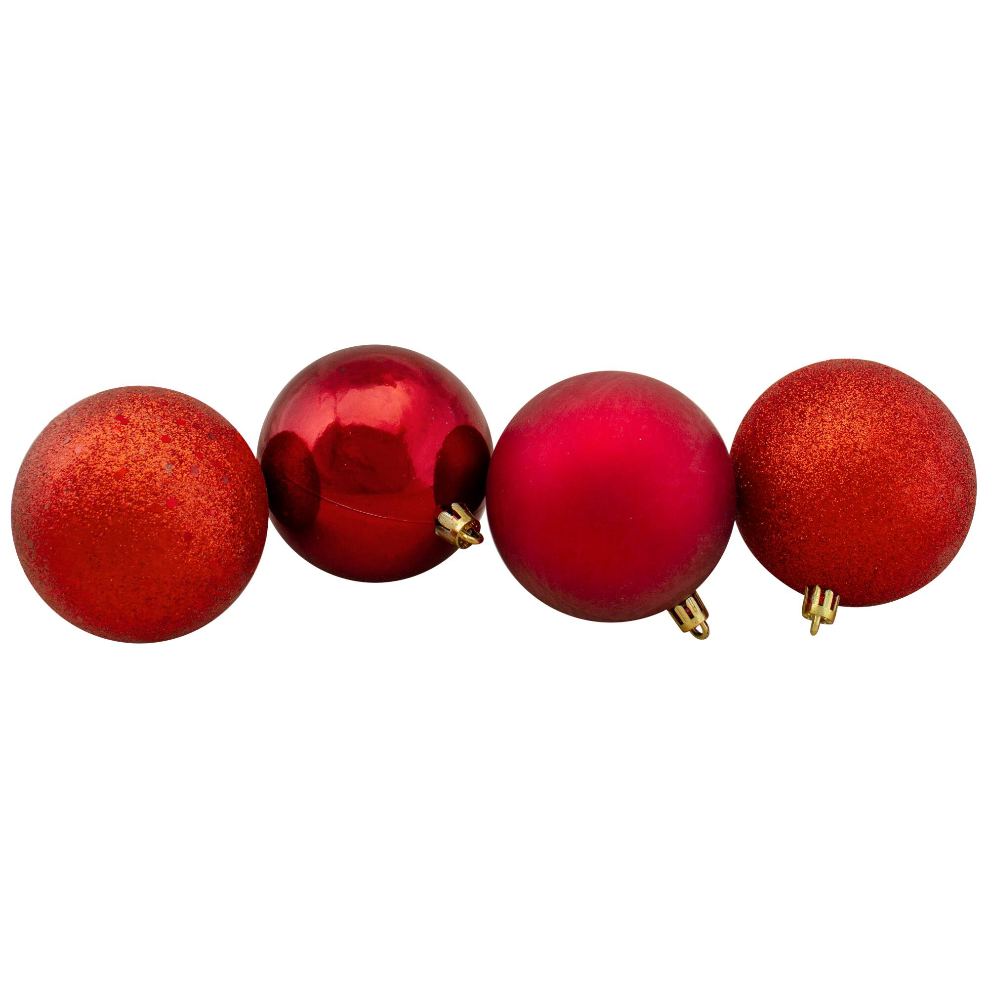 32ct. 3.25" 4-Finish Red Shatterproof Ball Ornaments