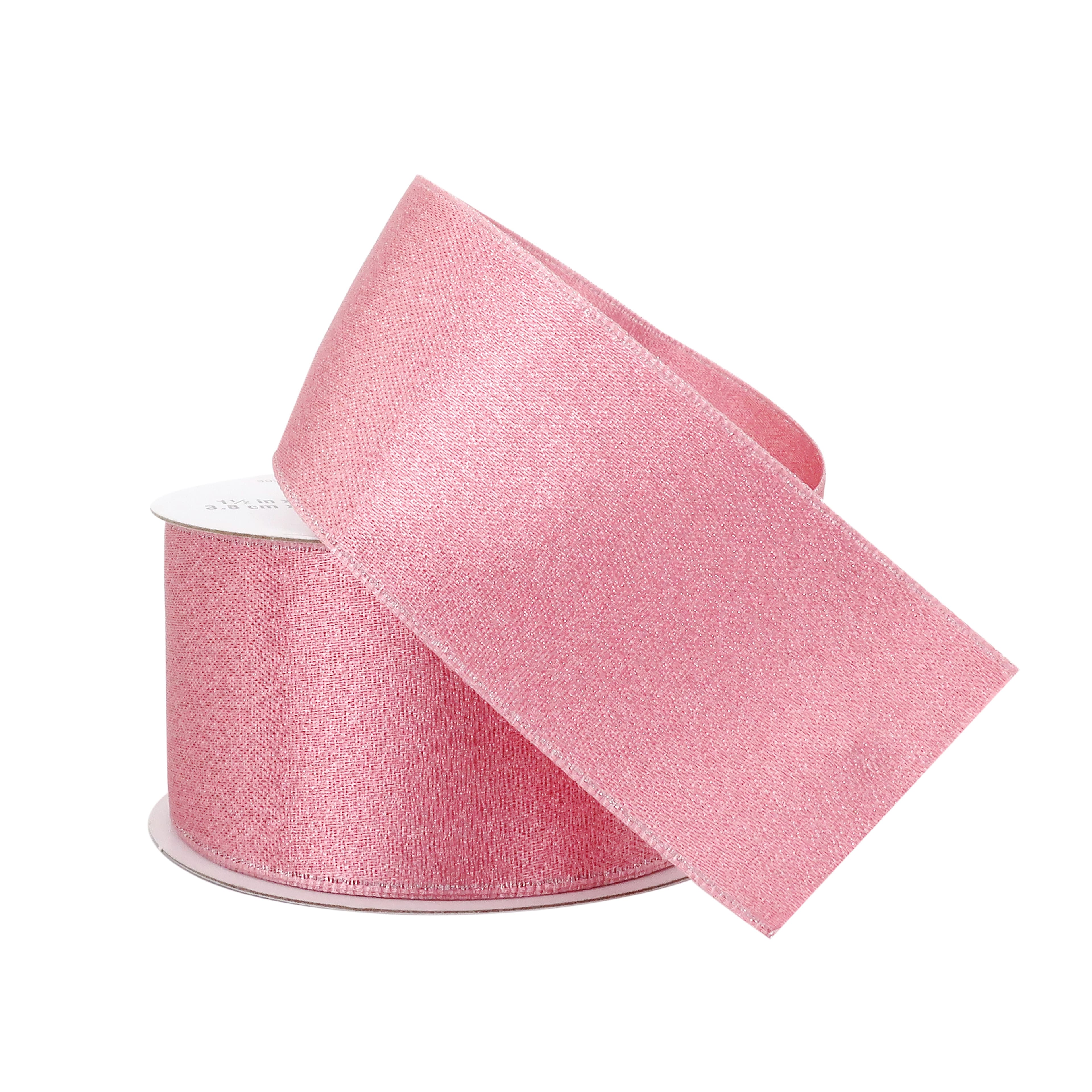 1.5 Rose Pink Glitter Ribbon 3yd 
