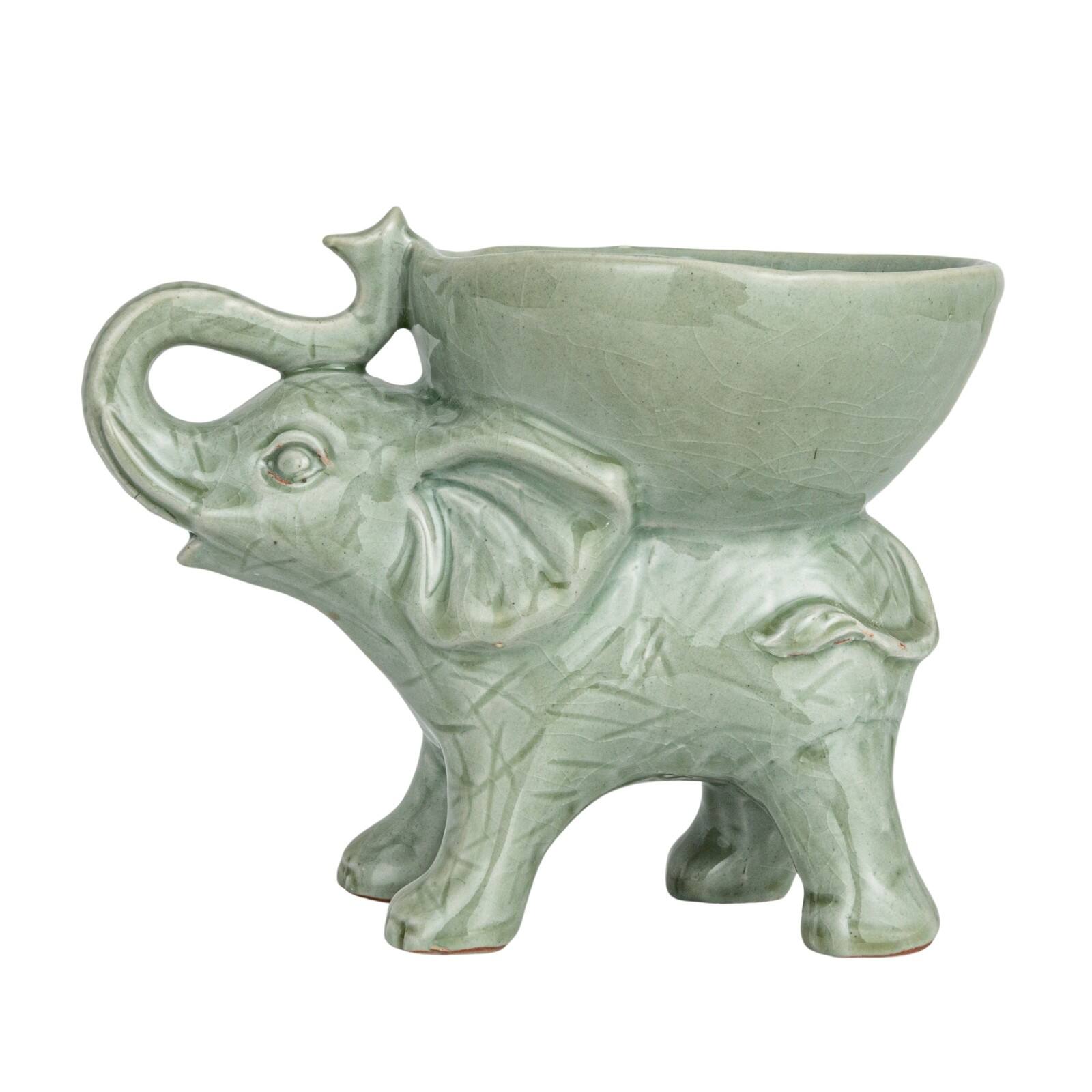Hello Honey&#xAE; Gray 7.5&#x22; Majestic Stoneware Elephant Bowl 
