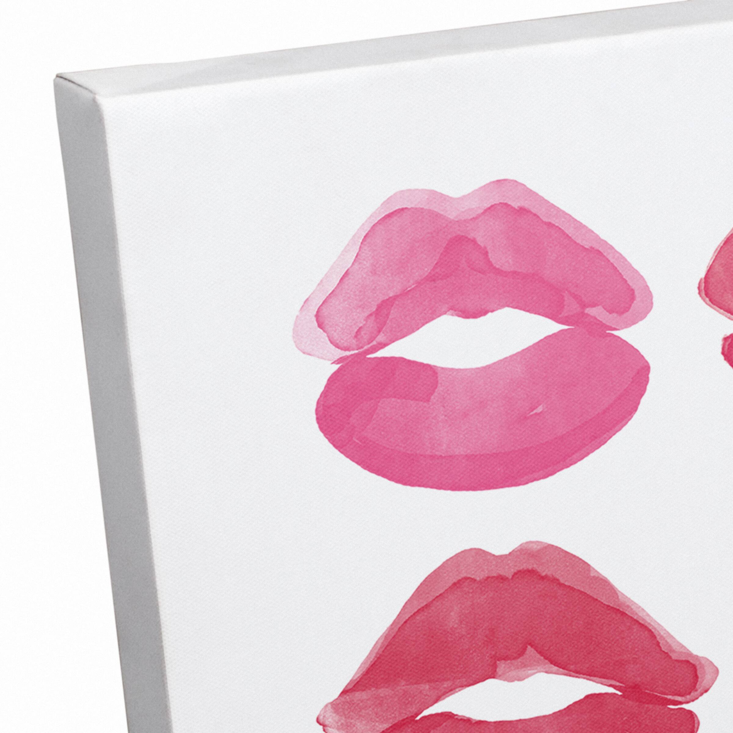 Pucker Up Watercolor Lips 12" x 18" Canvas Wall Art