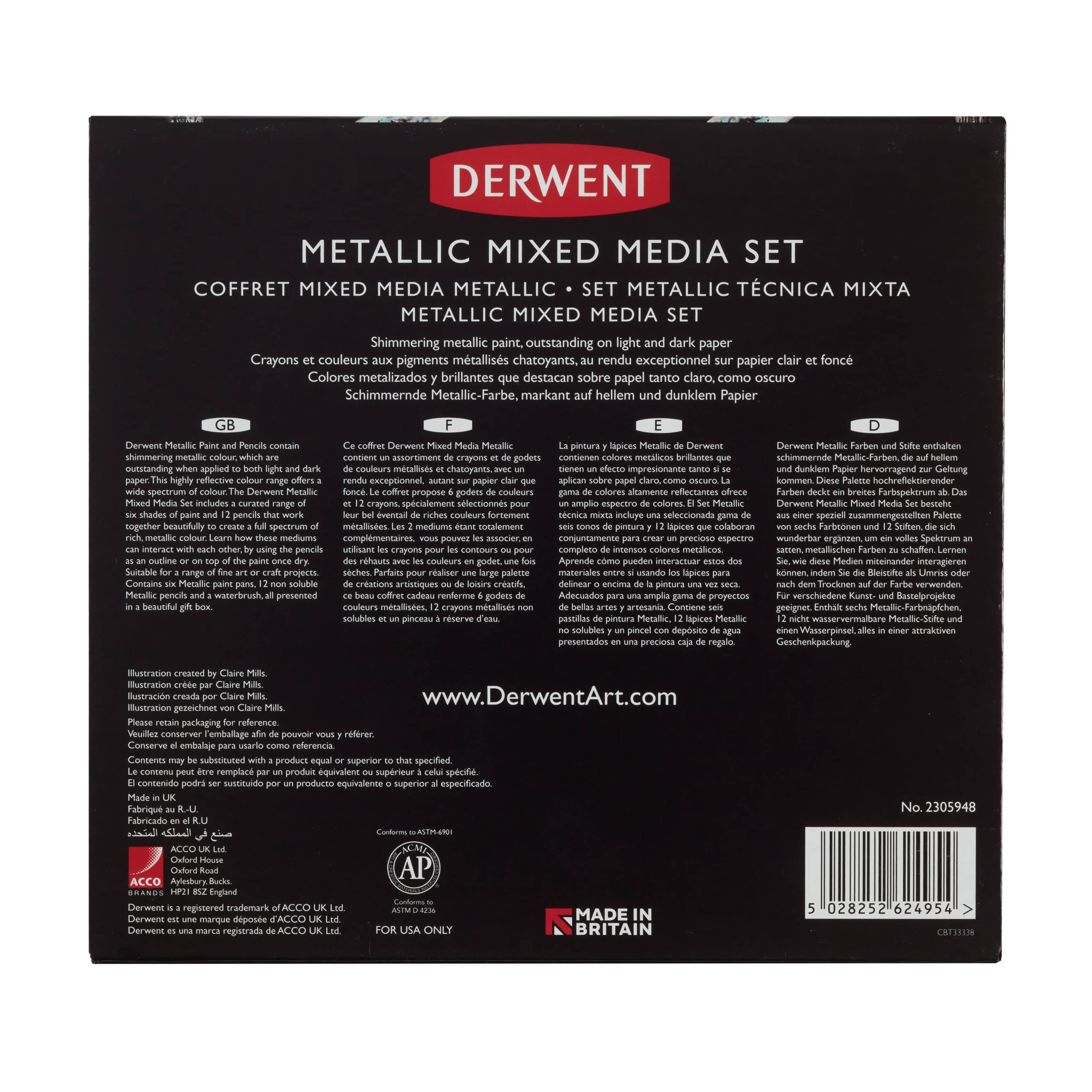 Derwent&#xAE; 19-Piece Metallic Mixed Media Set