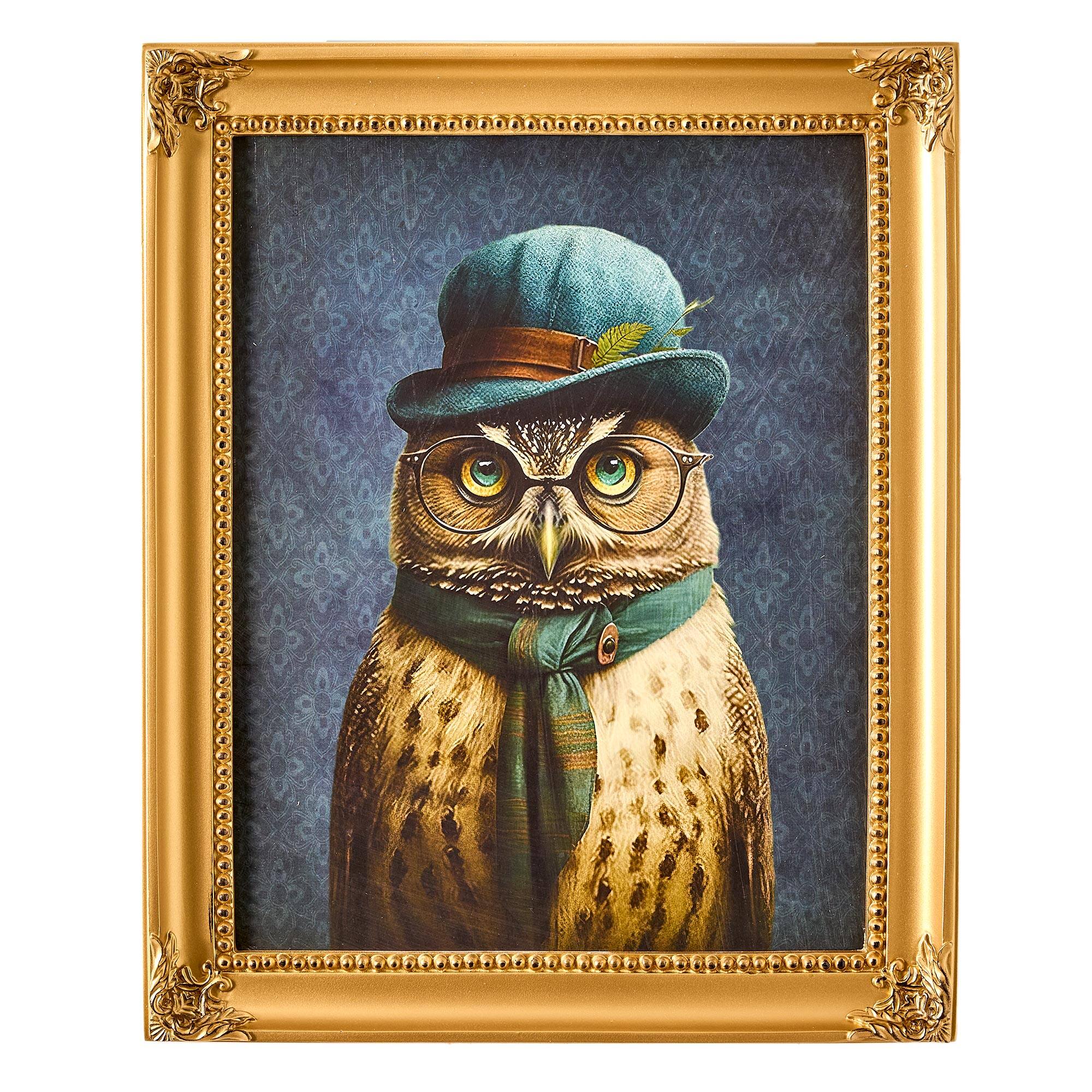 American Art Decor Old Wise Owl Ornate Framed Bar Wall Decor - 16.75&#x22; x 13.75&#x22; x 1&#x22;