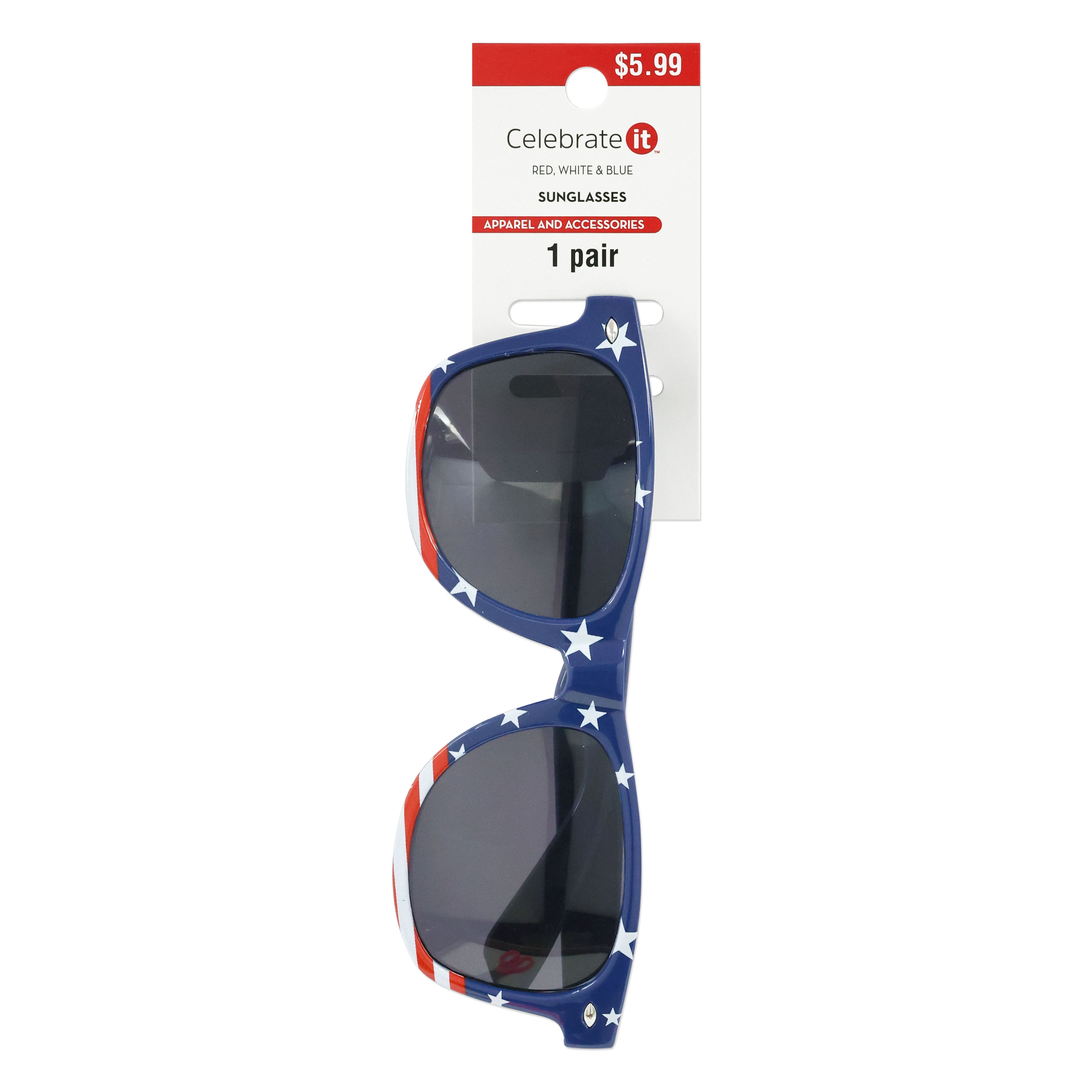 Adult Red, White &#x26; Blue Flag Sunglasses by Celebrate It&#x2122;