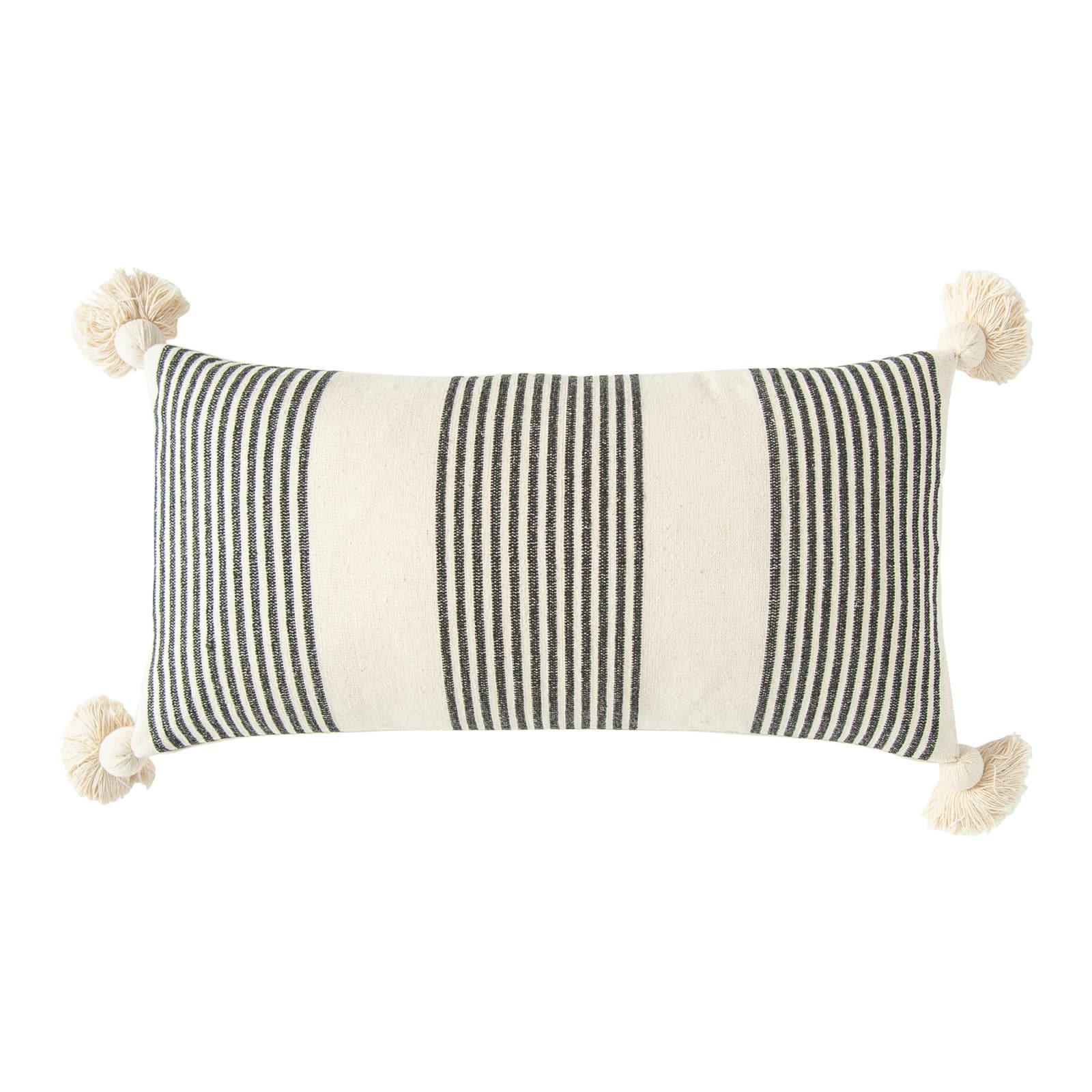 Hello Honey® Black Stripes Cotton & Chenille Throw Pillow